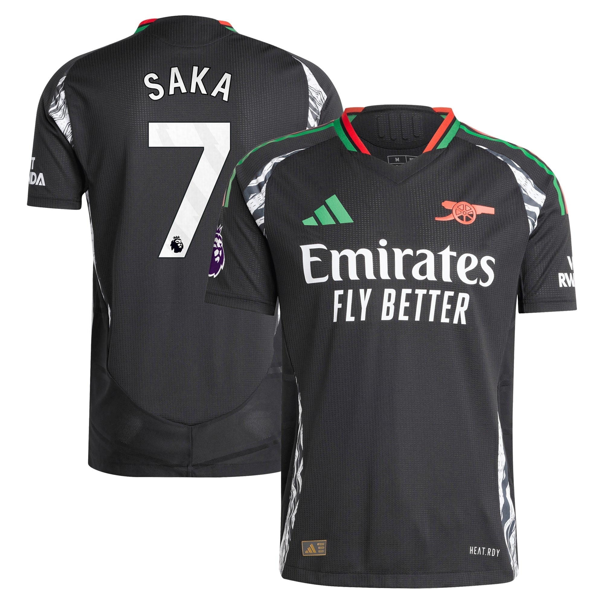 Bukayo Saka Arsenal 2024/25 Away Player Soccer Shirt - Black