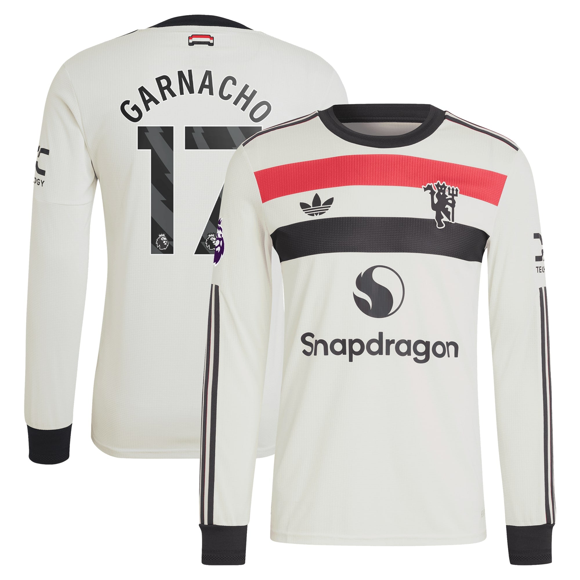 Alejandro Garnacho Manchester United 2024/25 Third Long Sleeve Soccer Shirt - Cream