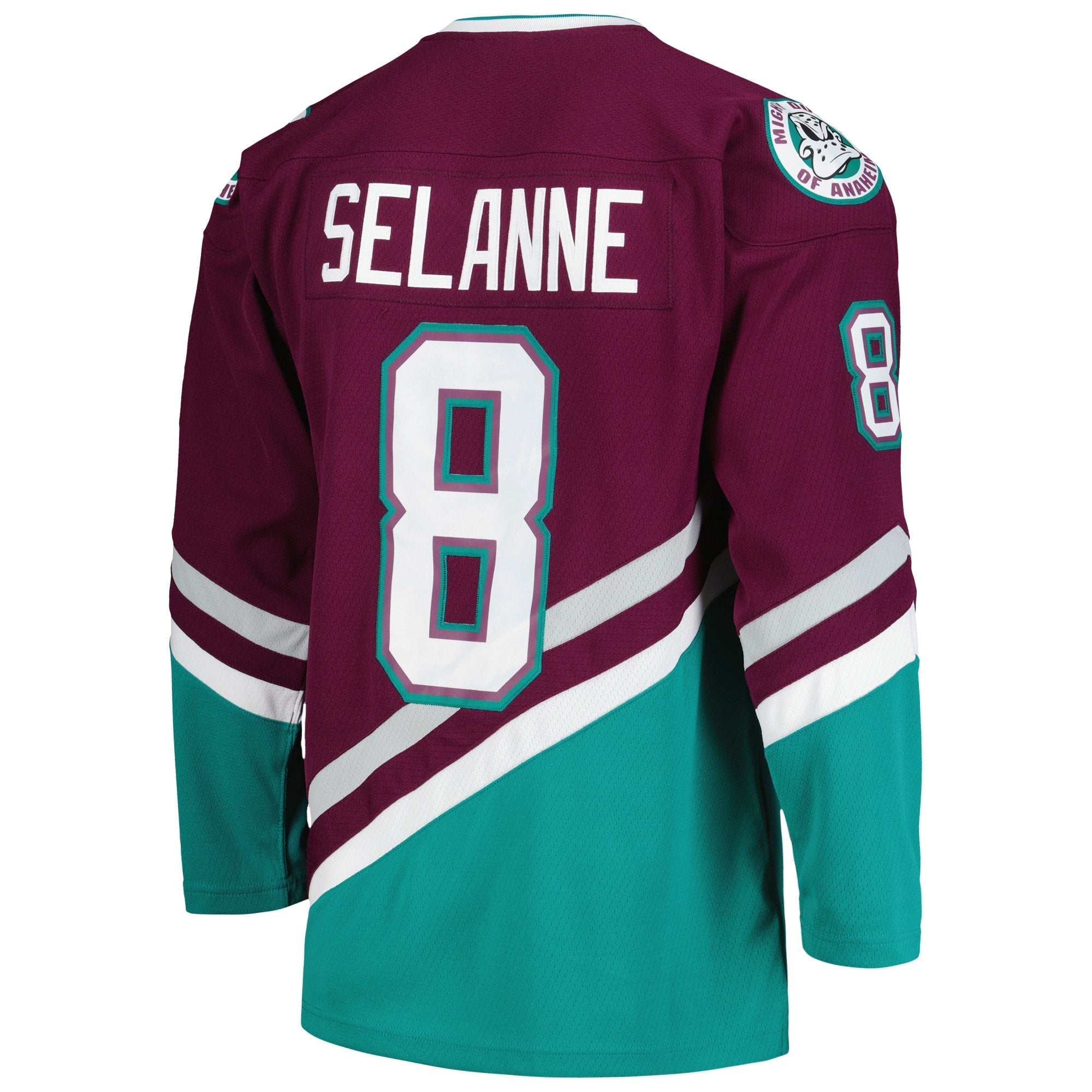 Teemu Selanne Anaheim Ducks Mitchell & Ness 1996/97 Alternate Captain Patch Blue Line Player Shirt - Purple
