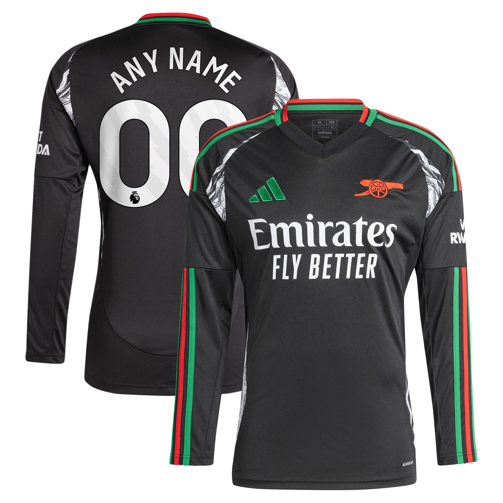 Arsenal 2024/25 Away Long Sleeve Custom Soccer Shirt - Black