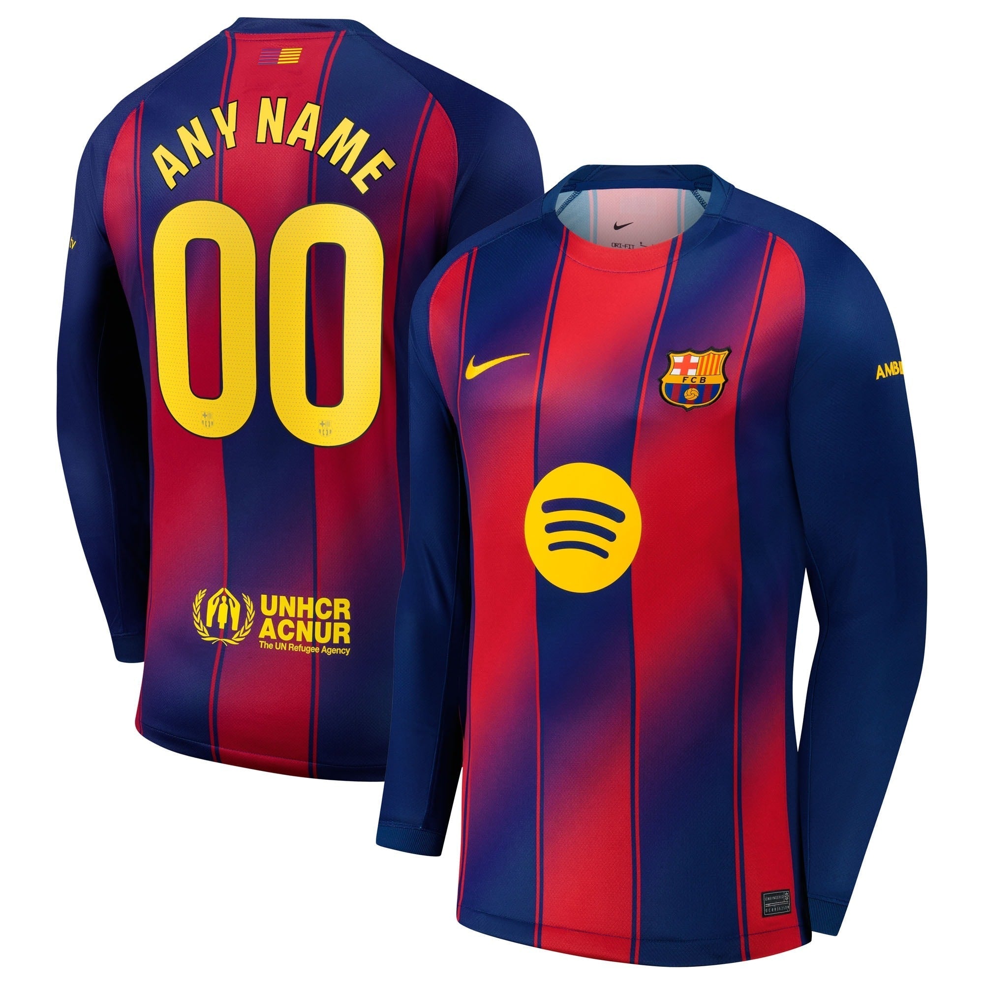 Barcelona 2025/26 Home Long Sleeve Custom Soccer Shirt - Navy