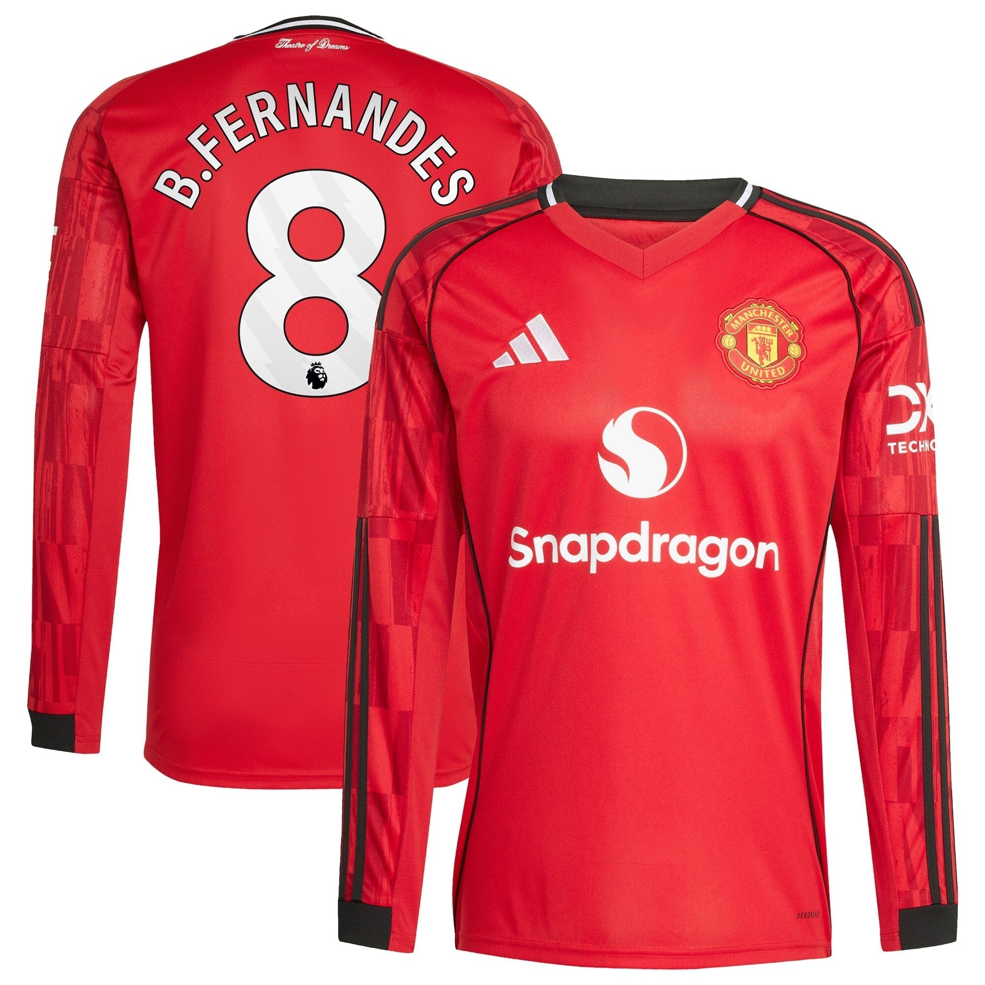 Bruno Fernandes Manchester United Home 2025/26 Player Long Sleeve Soccer Shirt - Red