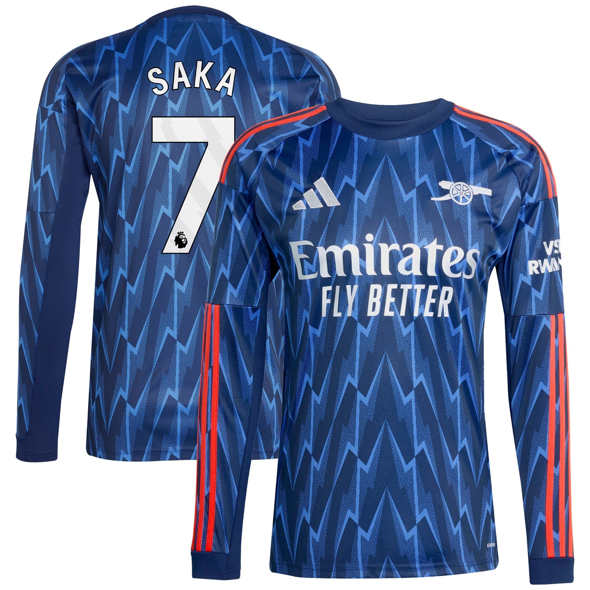 Bukayo Saka Arsenal 2025/26 Away Long Sleeve Player Soccer Shirt - Blue