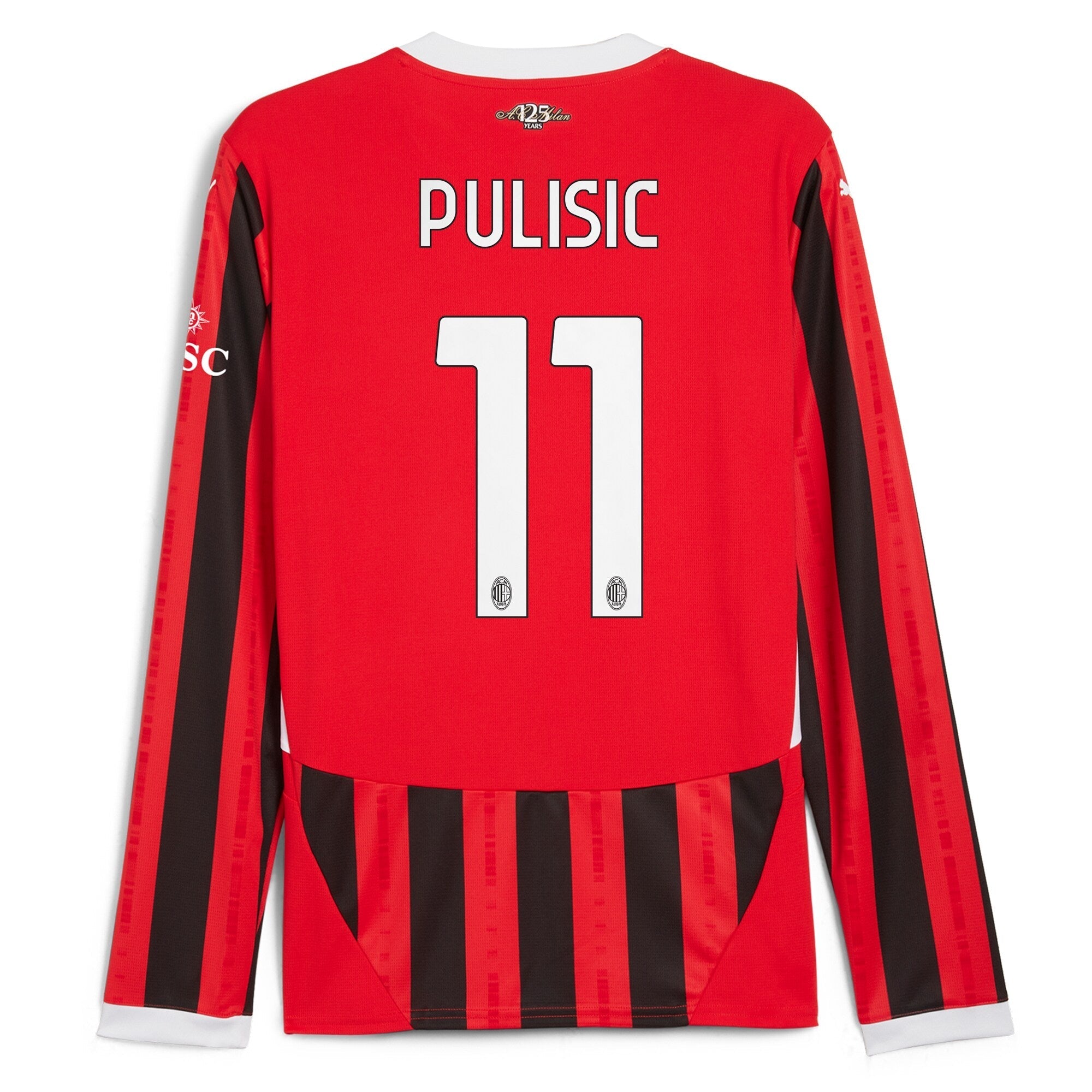 Christian Pulisic AC Milan 2024/25 Home Long Sleeve Player Soccer Shirt - Red