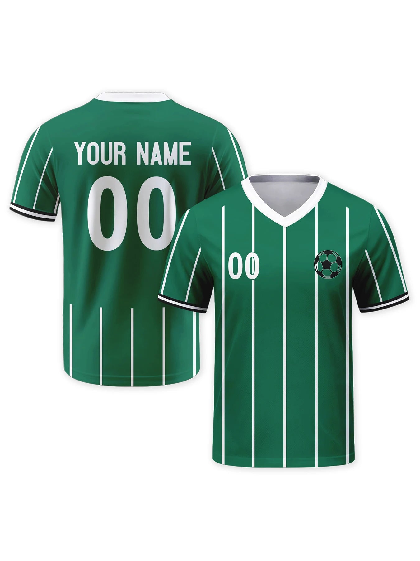 Custom Soccer Jersey - Personalized Green Football Team Shirt with Name and Number