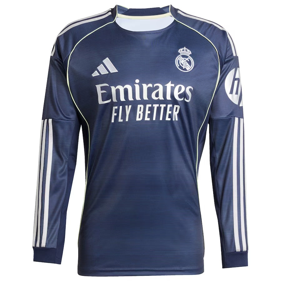 Kylian Mbappé Real Madrid Authentic 2025/26 Away Long Sleeve Player Soccer Shirt - Blue