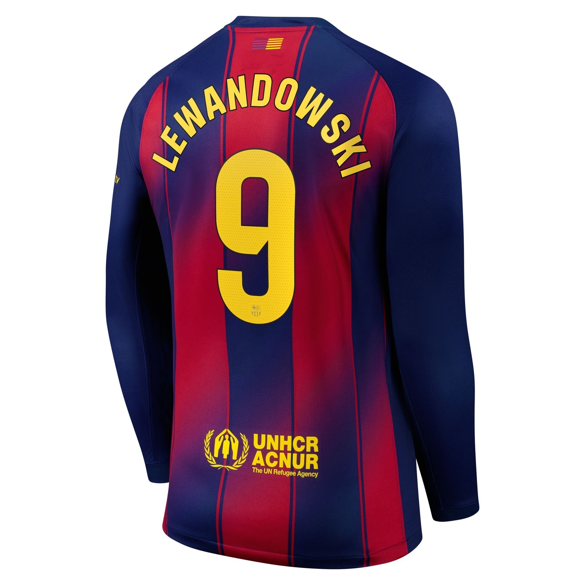 Robert Lewandowski Barcelona 2025/26 Home Long Sleeve Soccer Shirt - Navy