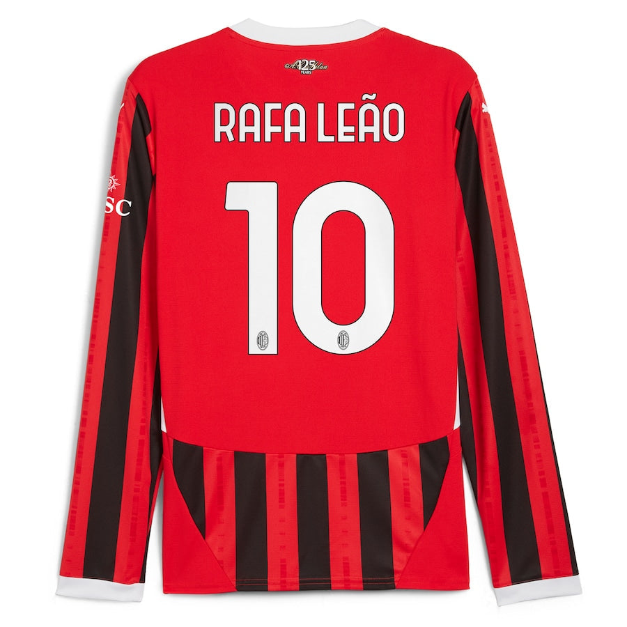Rafael Leão AC Milan 2024/25 Home Long Sleeve Player Soccer Shirt - Red