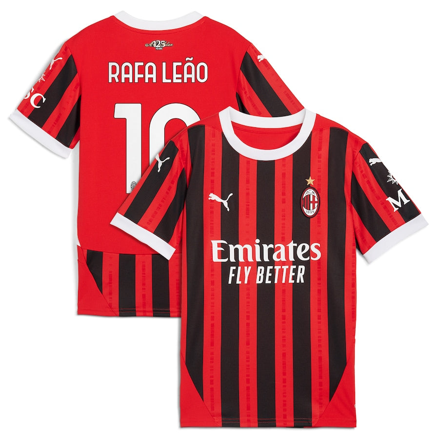 Rafael Leão AC Milan 2024/25 Home Player Soccer Shirt - Red
