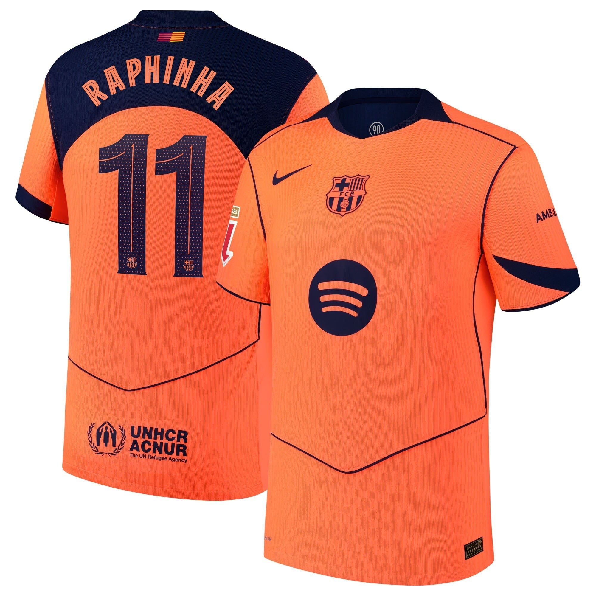 Raphinha Barcelona 2025/26 Third Player Soccer Shirt - Orange