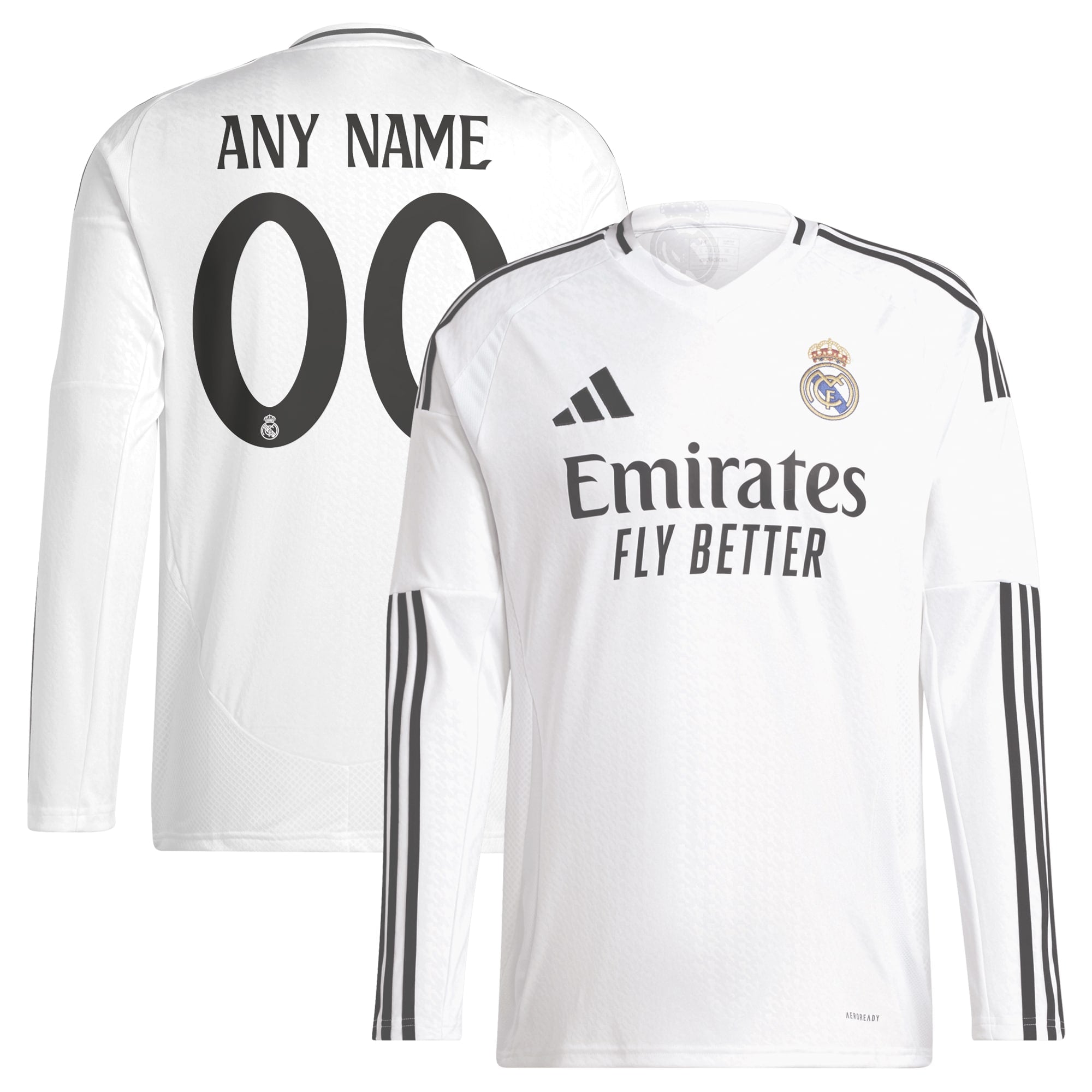 Real Madrid 2024/2025 Home Customized Long Sleeve Soccer Shirt - White