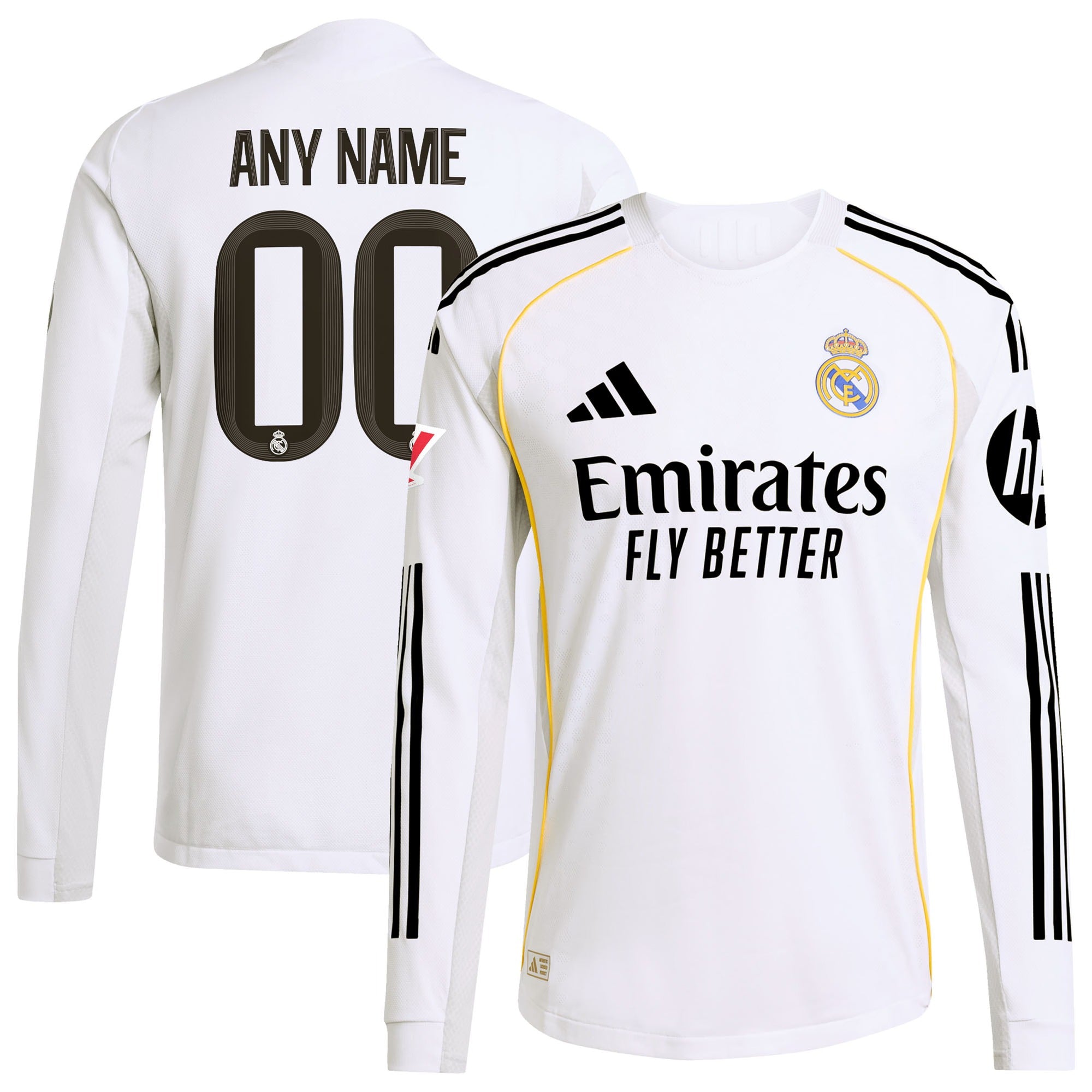 Real Madrid 2025/26 Home Long Sleeve Custom Soccer Shirt - White