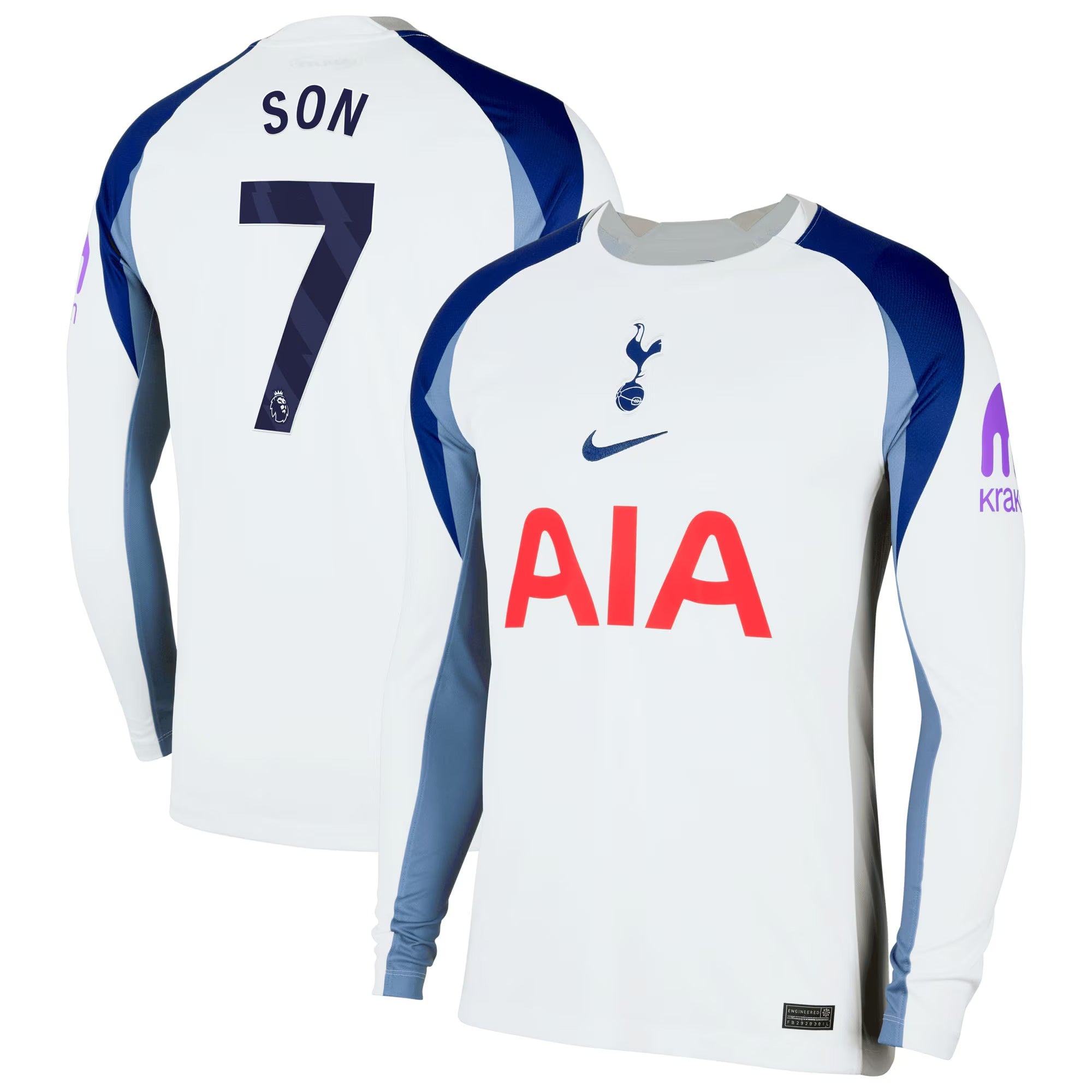 Son Heung-Min Tottenham Hotspur 2025/26 Home Long Sleeve Soccer Shirt - White