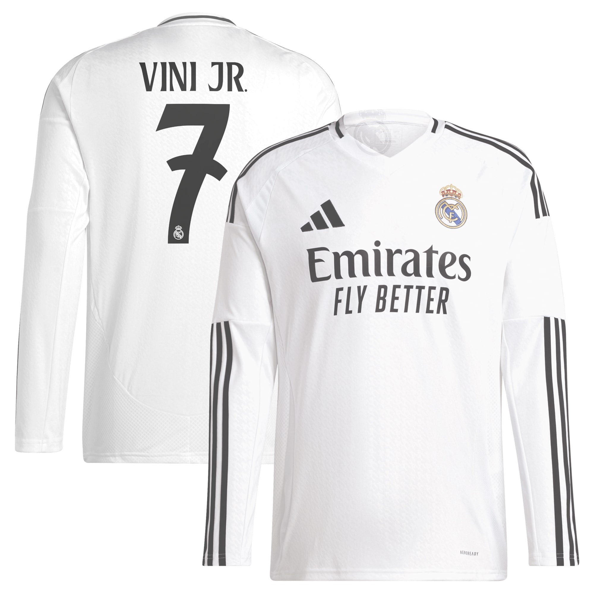 Vini Jr. Real Madrid 2024/2025 Home Long Sleeve Player Soccer Shirt - White