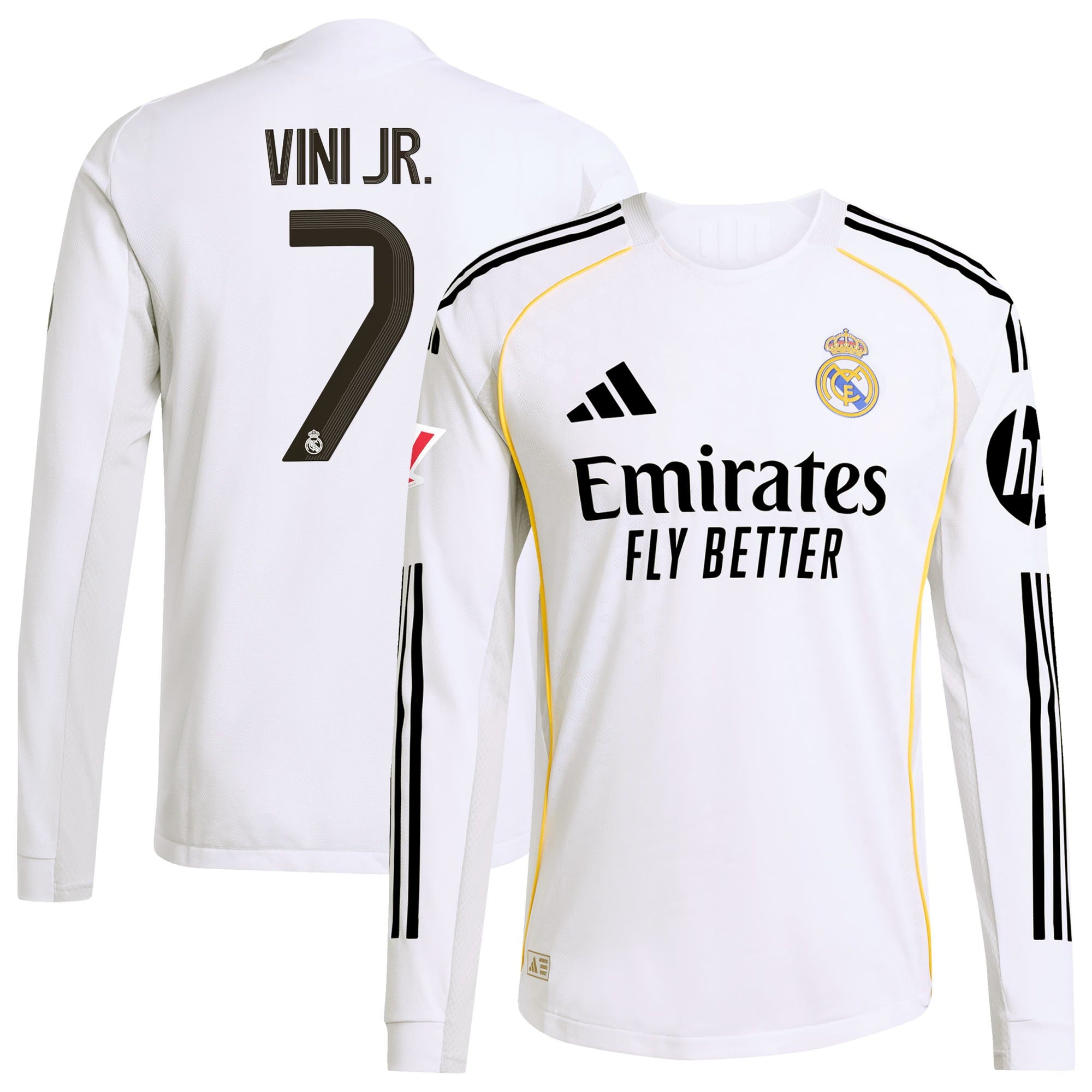 Vini Jr. Real Madrid 2025/26 Home Long Sleeve Soccer Shirt - White