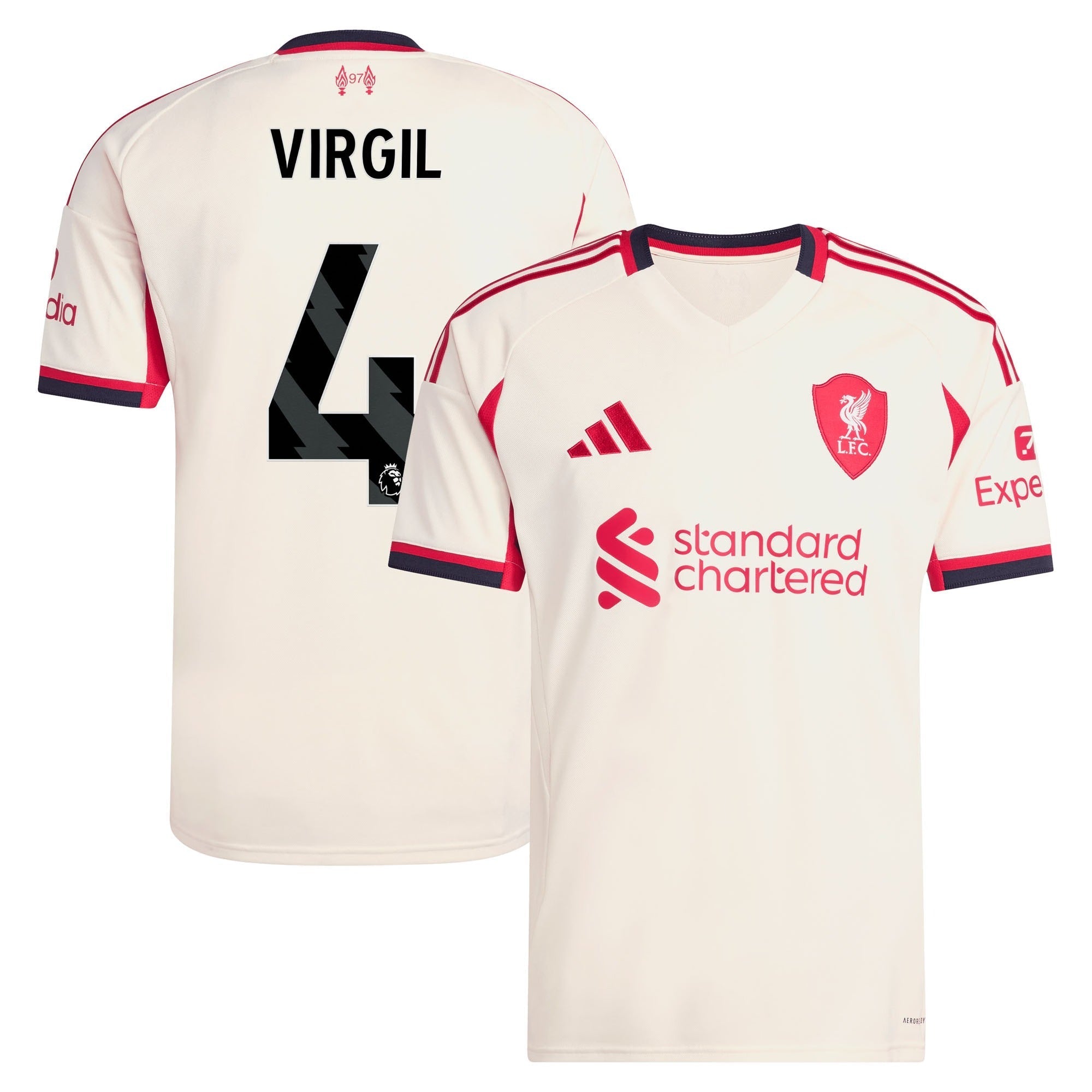 Virgil van Dijk Liverpool 2025/26 Away Player Soccer Shirt - White