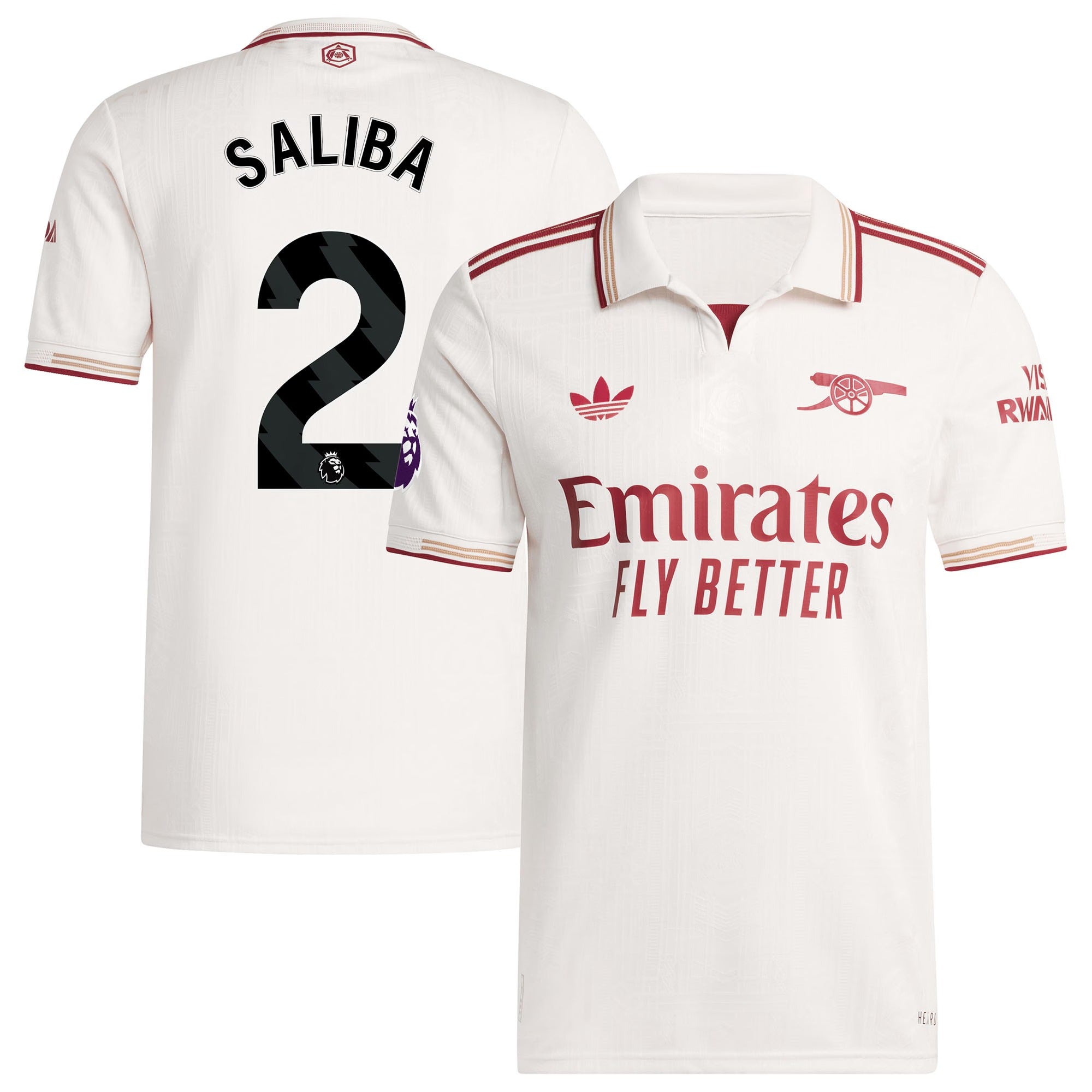 William Saliba Arsenal 2025/26 Third Player Soccer Shirt - White