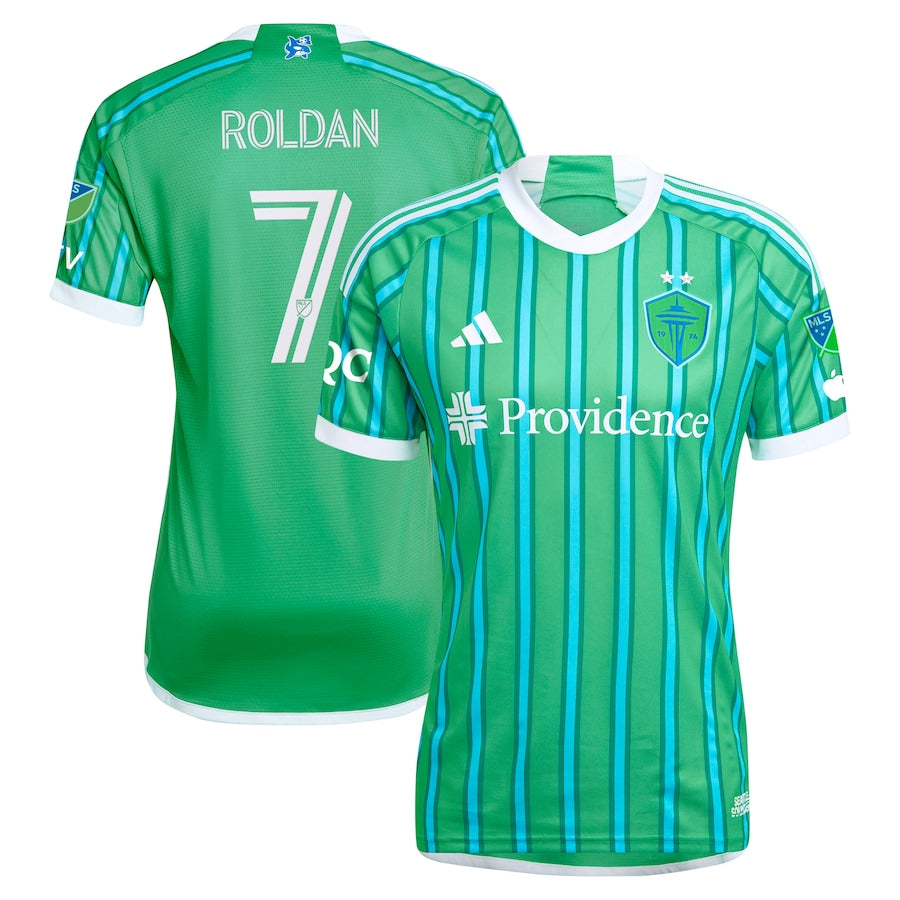 Cristian Roldan Seattle Sounders FC 2024 The Anniversary Kit Authentic Player Soccer Shirt – Green