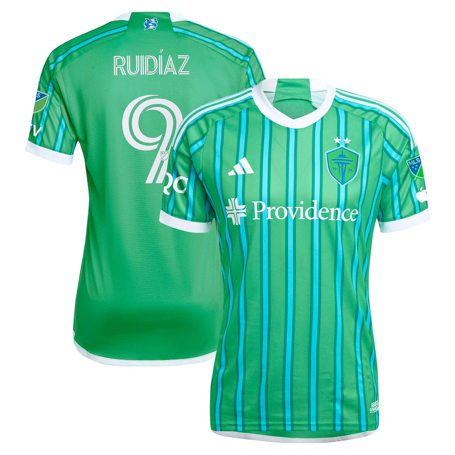 Raul Ruidiaz Seattle Sounders FC 2024 The Anniversary Kit Authentic Player Soccer Shirt – Green
