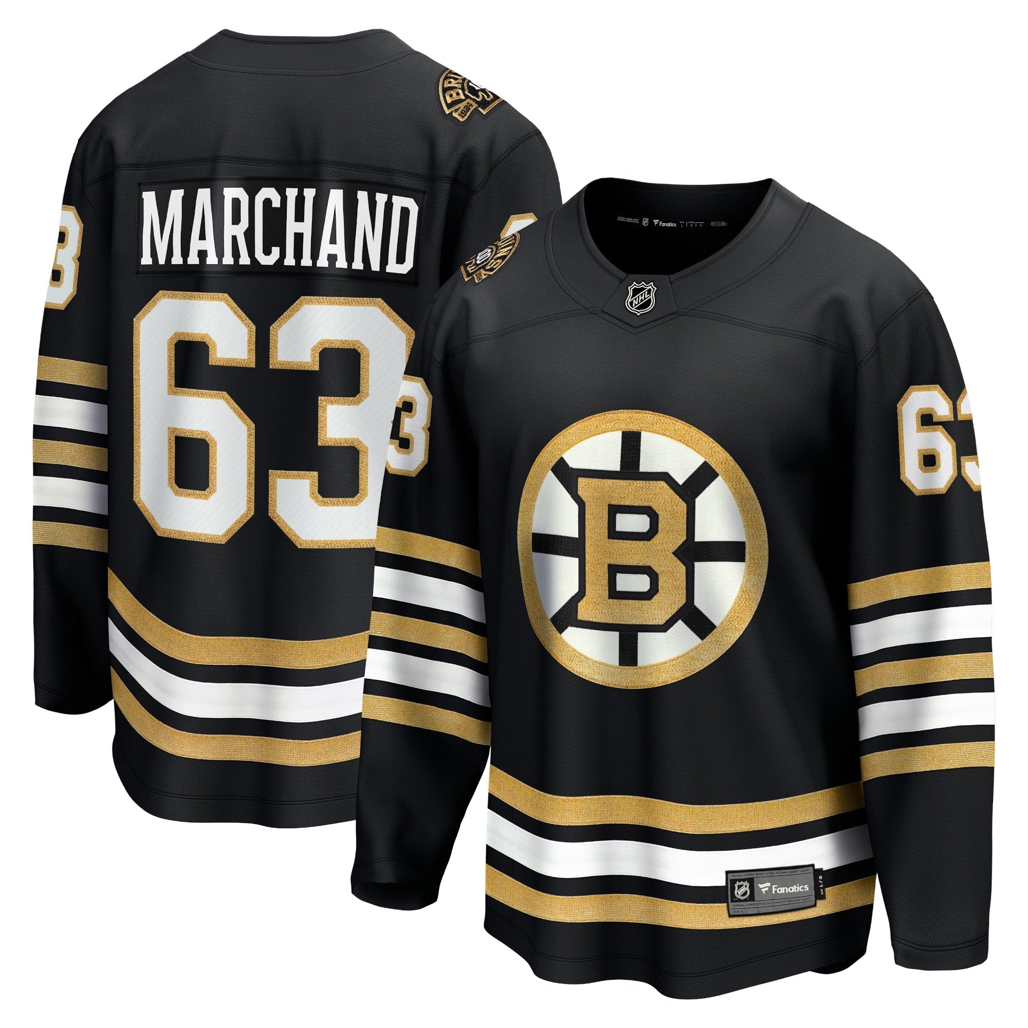 Brad Marchand Boston Bruins Fanatics Branded 100th Anniversary Premier Breakaway Player Shirt - Black