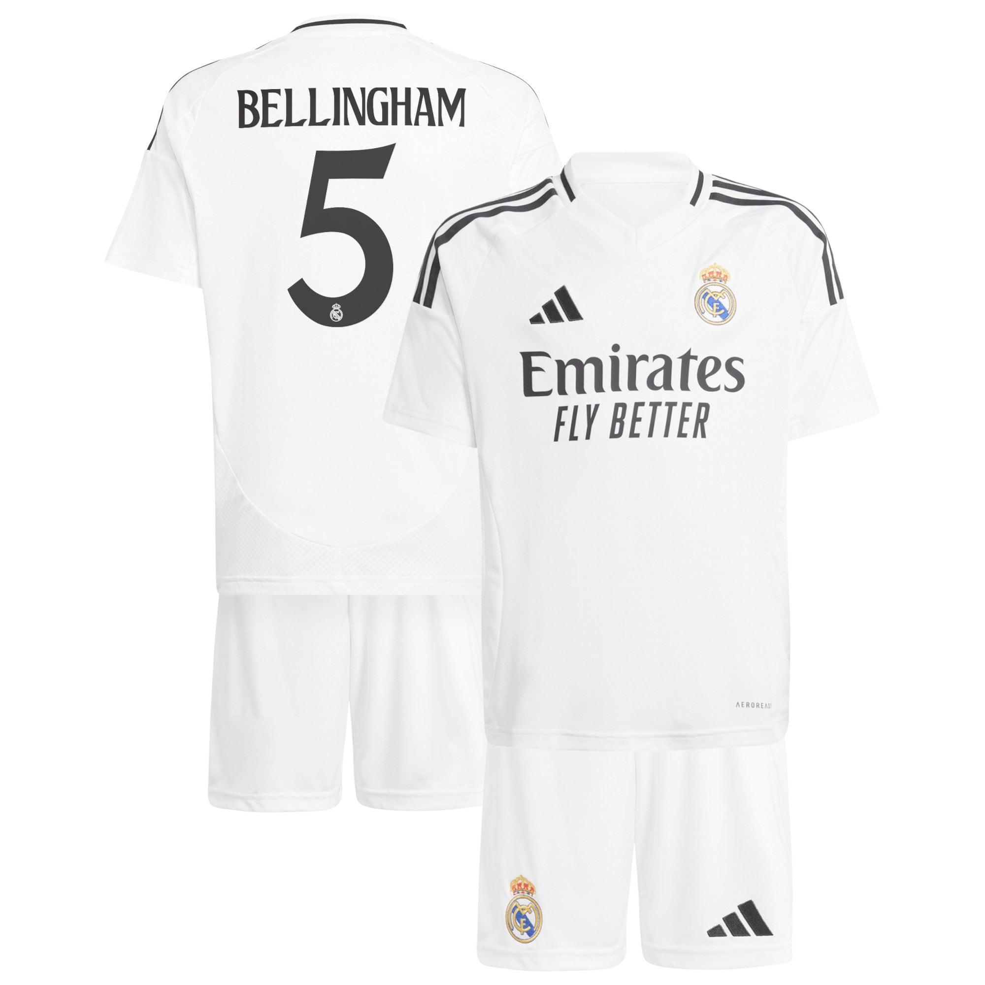 Real Madrid Home Kids 2024-25 with Bellingham 5 printing Soccer Shirt - White