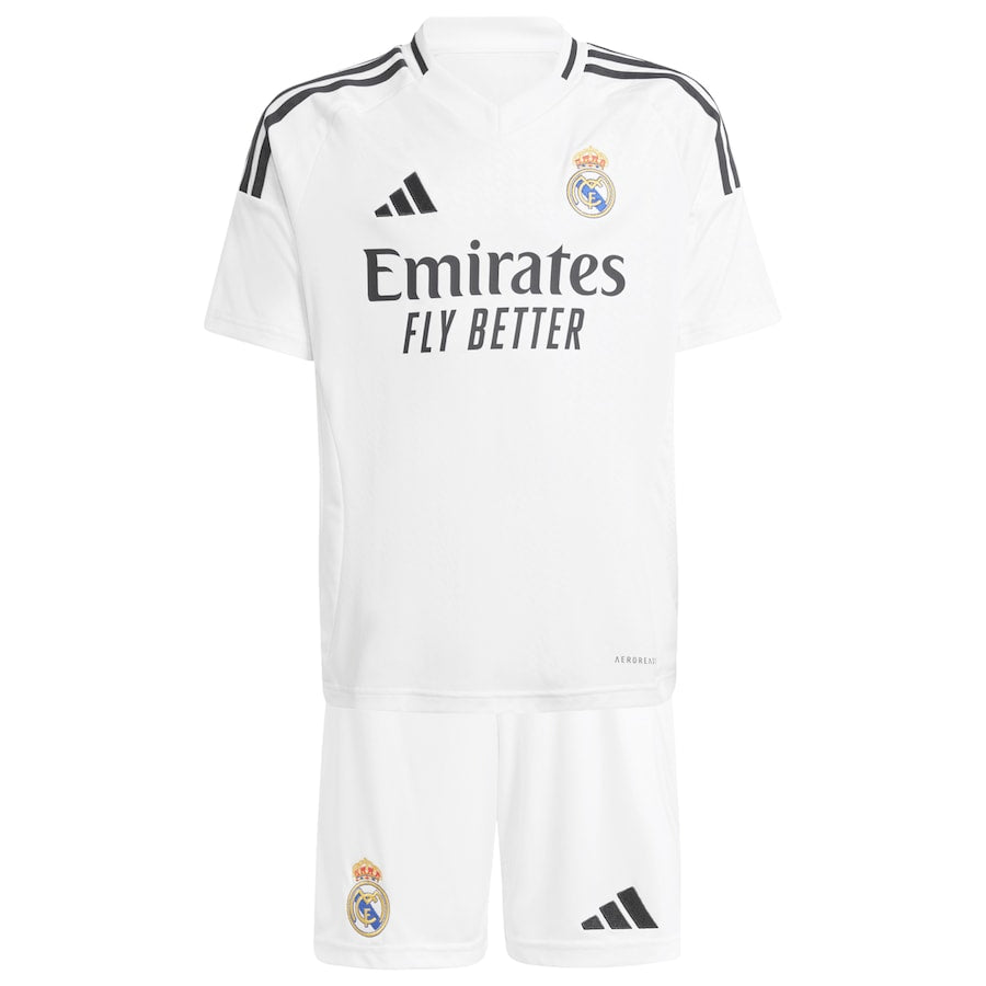 Real Madrid Home Kids 2024-25 with Mbappé 9 printing Soccer Shirt - White