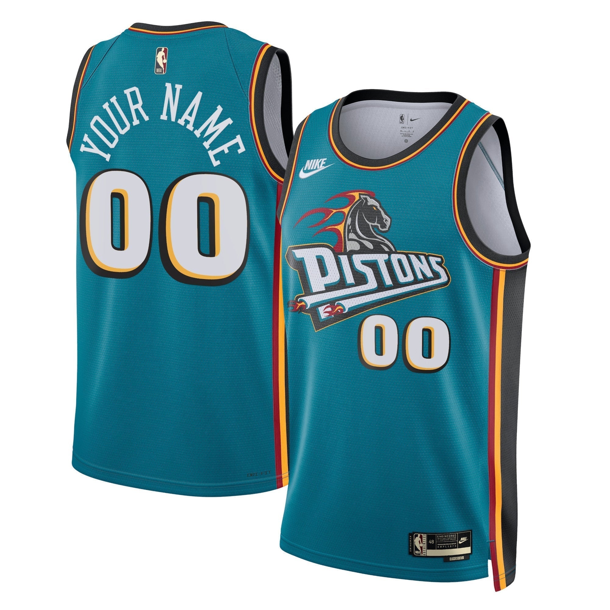 Detroit Pistons  Unisex 2022/23 customized Swingman Shirt - Classic Edition - Teal