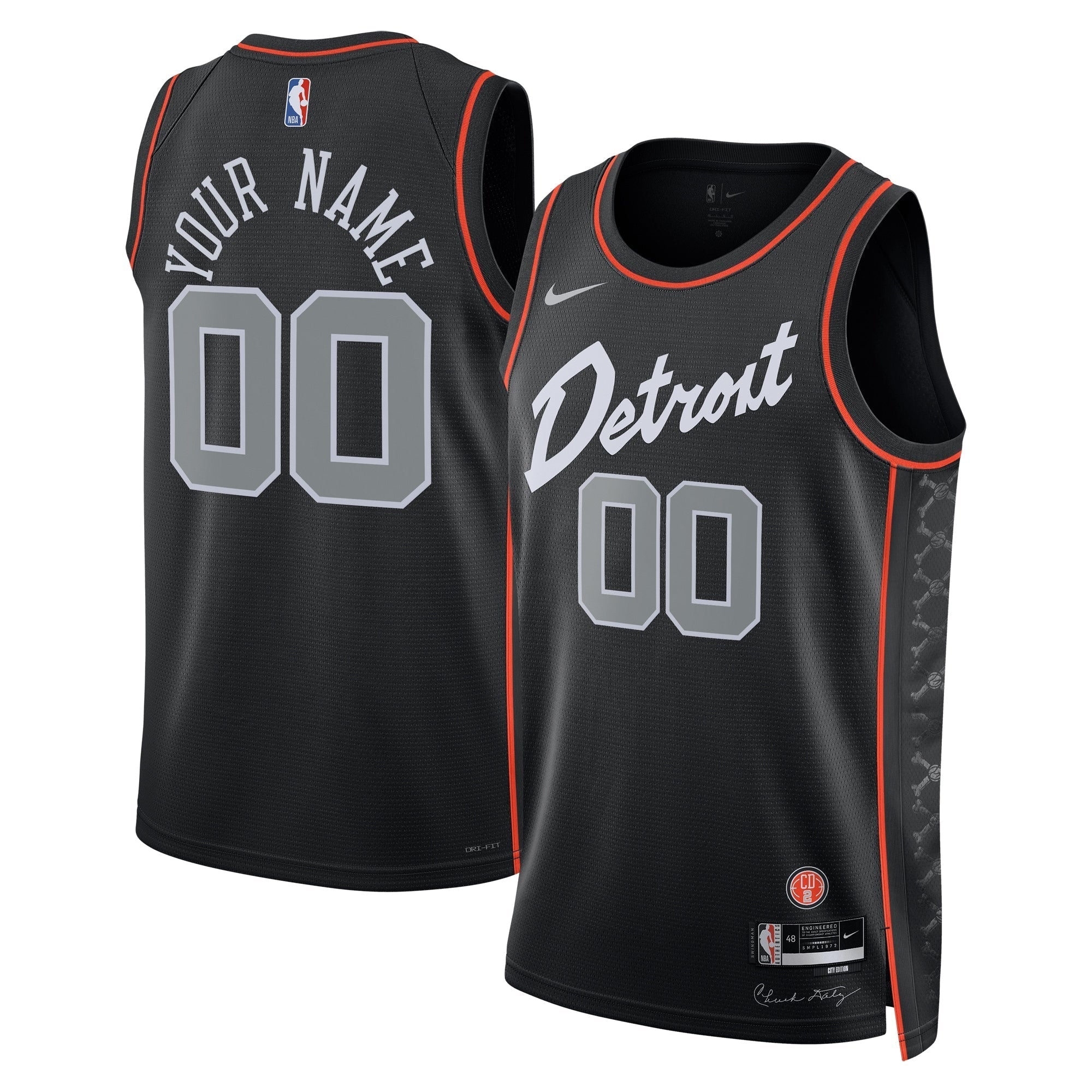 Detroit Pistons  Unisex 2023/24 customized Swingman Shirt - Black - City Edition