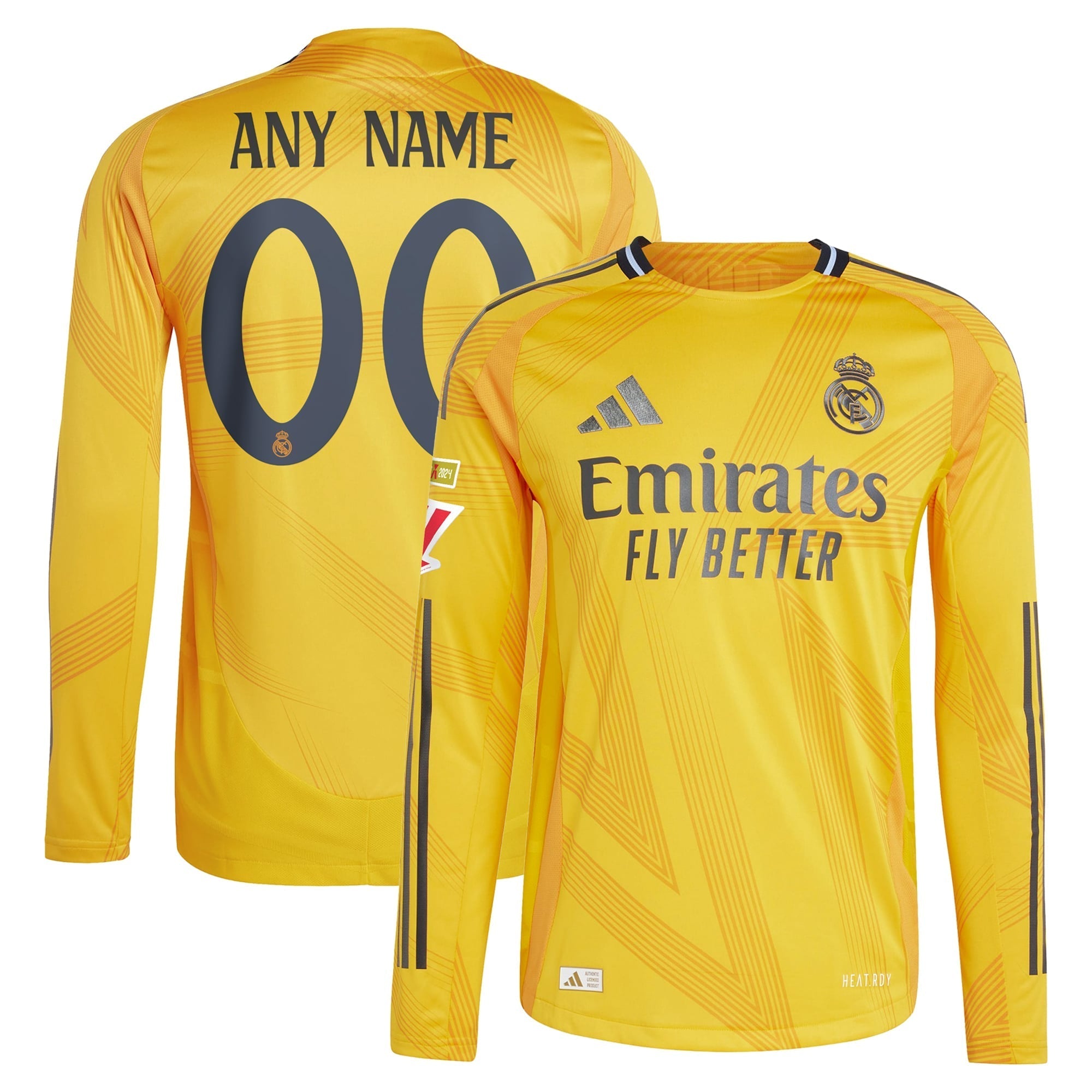 Real Madrid 2024/25 Away Long Sleeve Custom Soccer Shirt - Orange