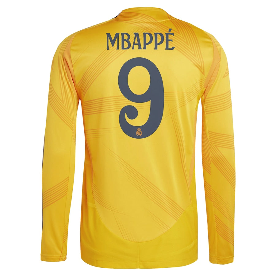 Kylian Mbappé Real Madrid 2024/25 Away Long Sleeve Player Soccer Shirt - Orange