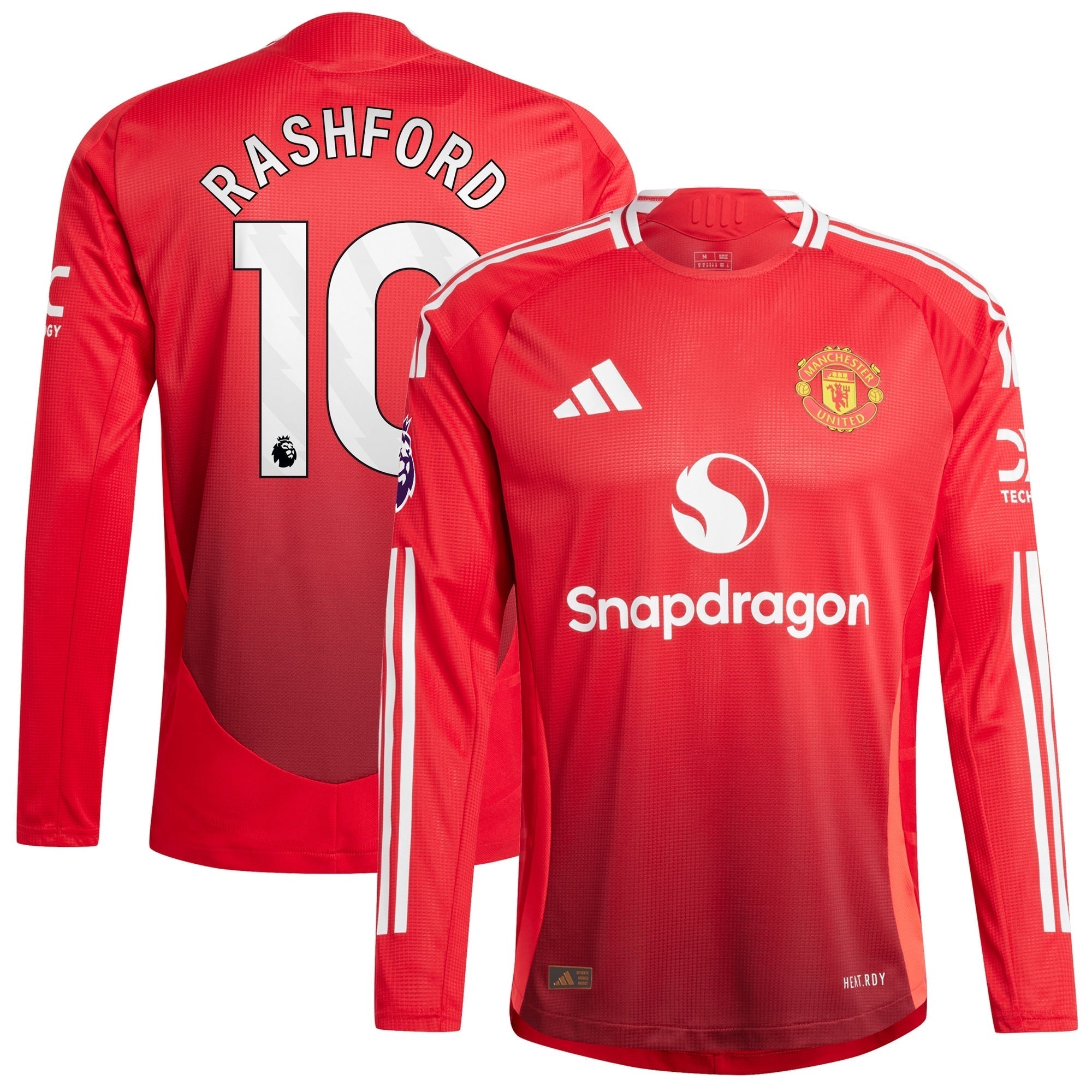 Marcus Rashford Manchester United 2024/2025 Home Long Sleeve Player Soccer Shirt - Red
