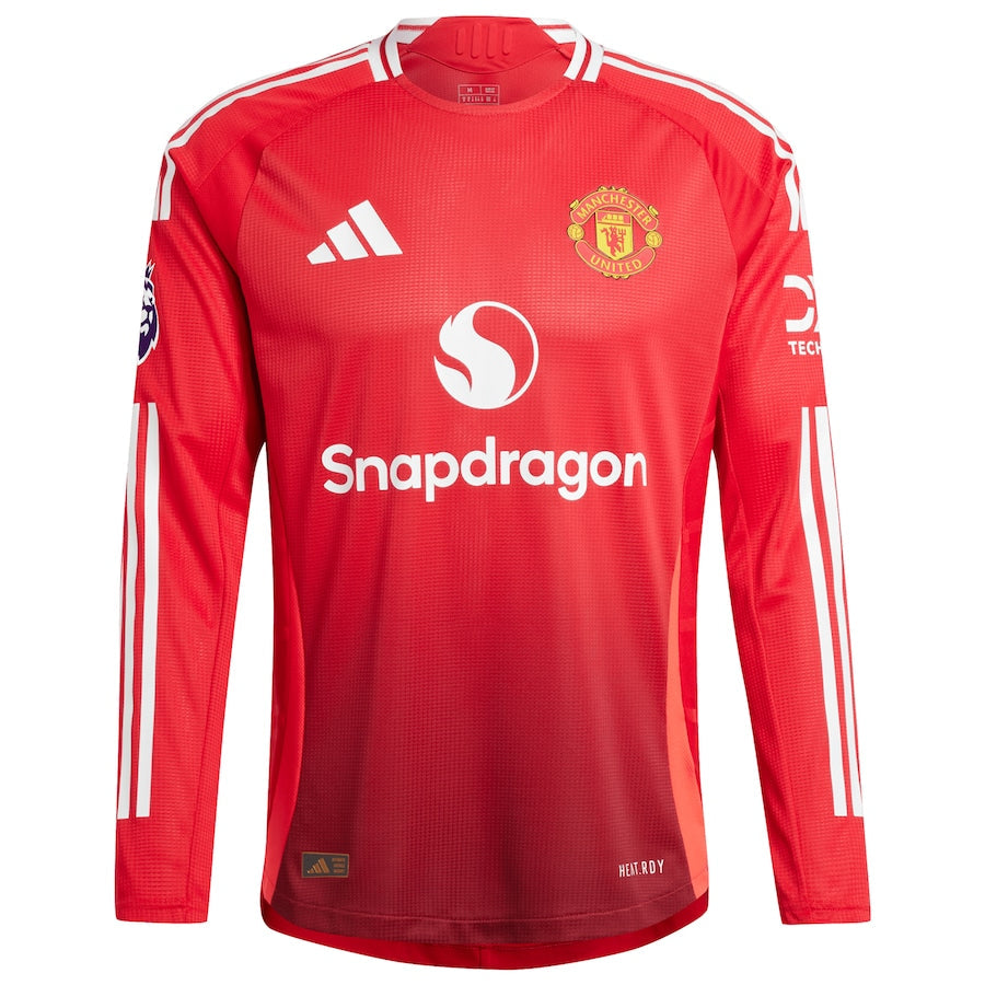 Rasmus Højlund Manchester United 2024/2025 Home Long Sleeve Player Soccer Shirt - Red