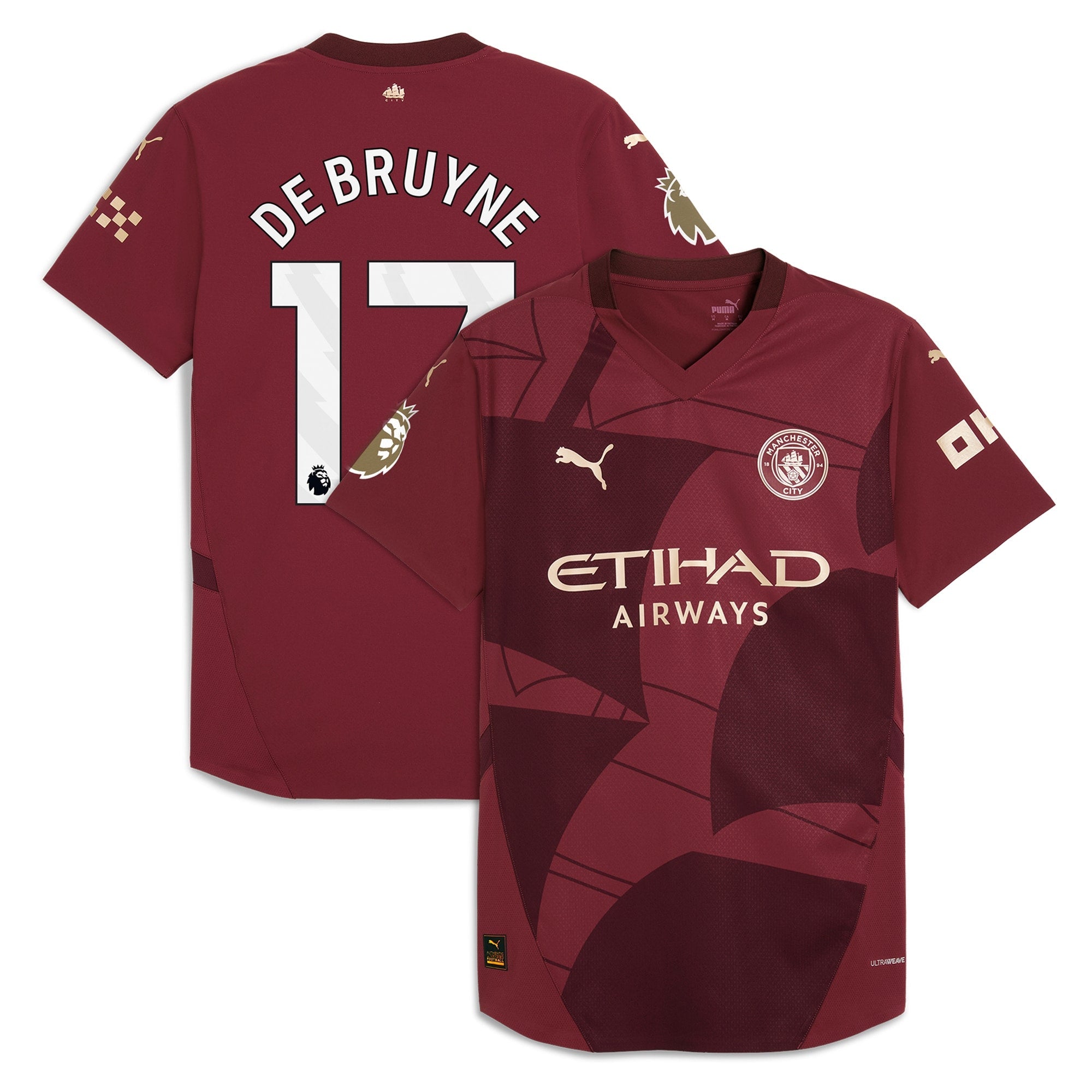 Kevin De Bruyne Manchester City 2024/25 Third Player Soccer Shirt - Burgundy