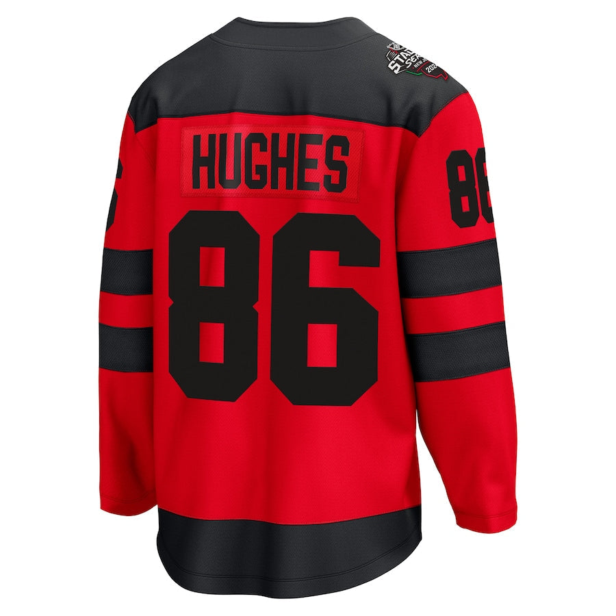 Jack Hughes New Shirt Devils Fanatics Branded 2024 NHL Stadium Series Breakaway Player Shirt – Red