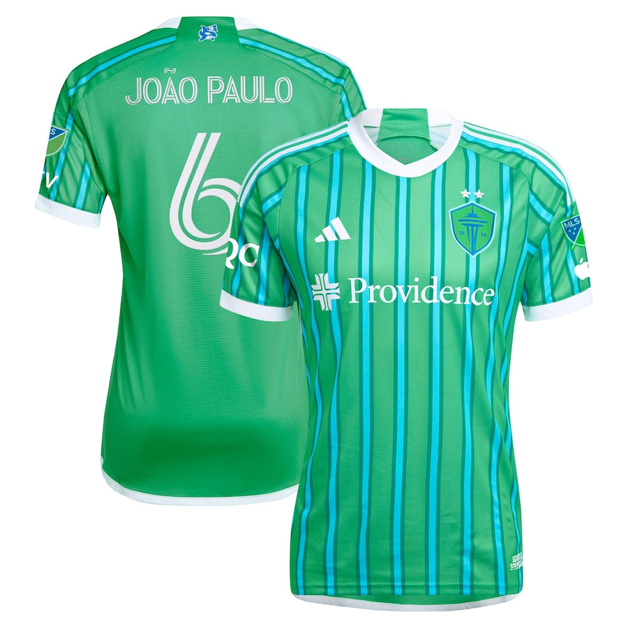 Joao Paulo Seattle Sounders FC  2024 The Anniversary Kit Authentic Player Soccer Shirt – Green