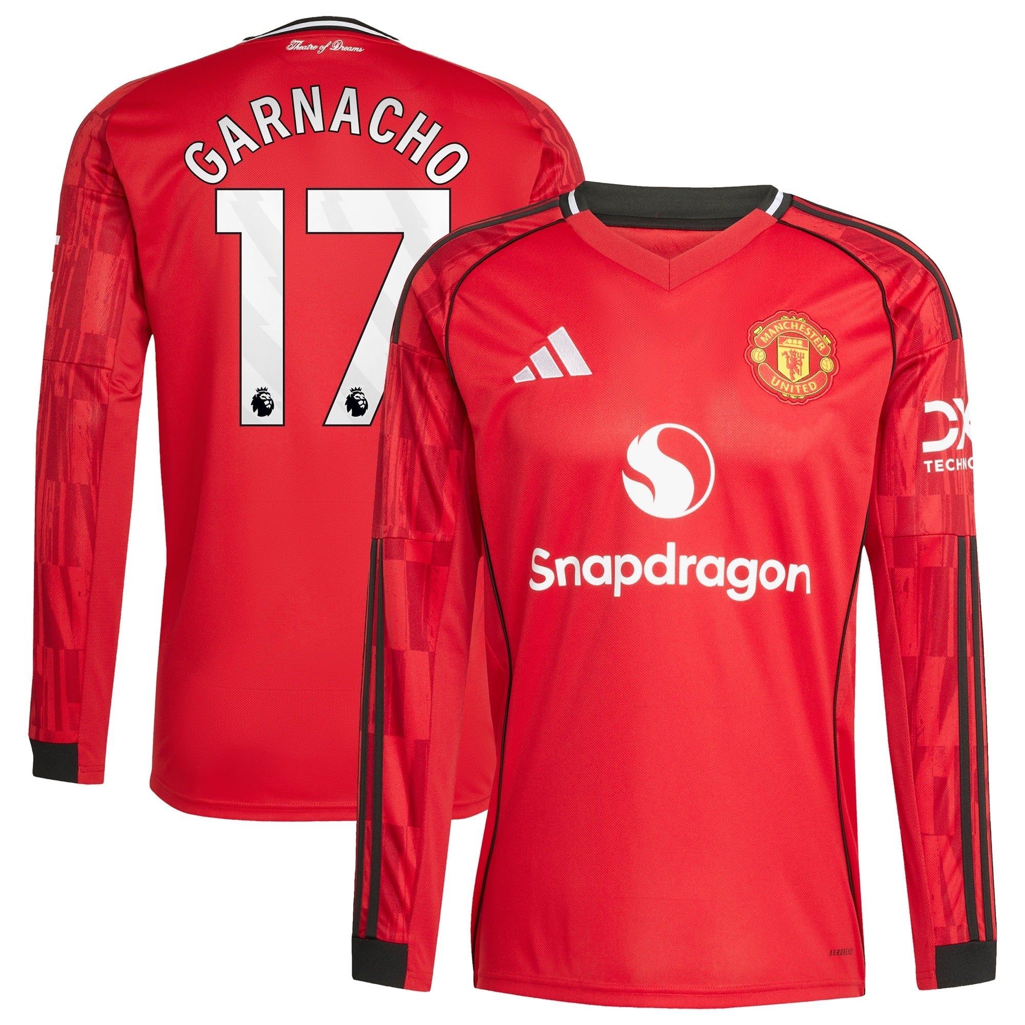 Alejandro Garnacho Manchester United Home 2025/26 Player Long Sleeve Soccer Shirt - Red