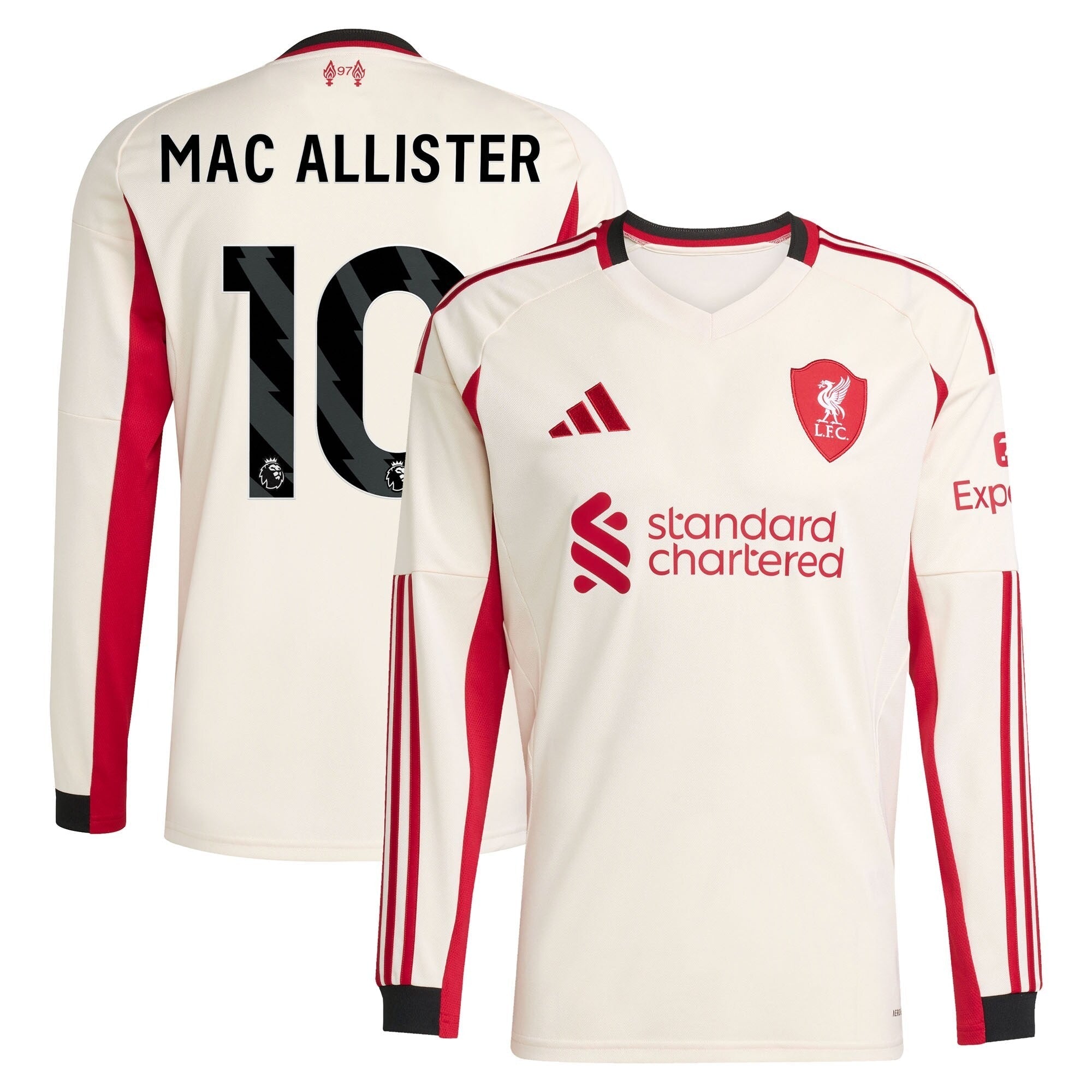 Alexis Mac Allister Liverpool 2025/26 Away Long Sleeve Player Soccer Shirt - White