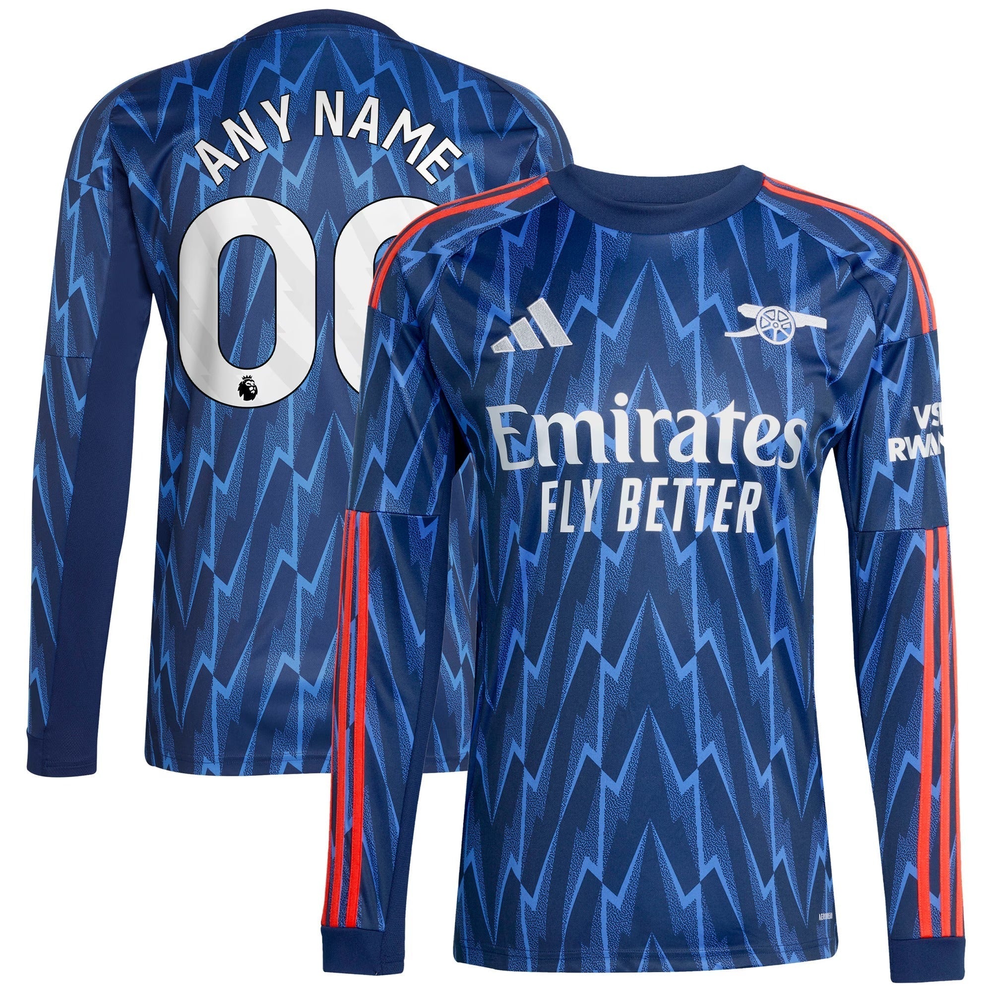 Arsenal 2025/26 Away Long Sleeve Customized Soccer Shirt - Blue