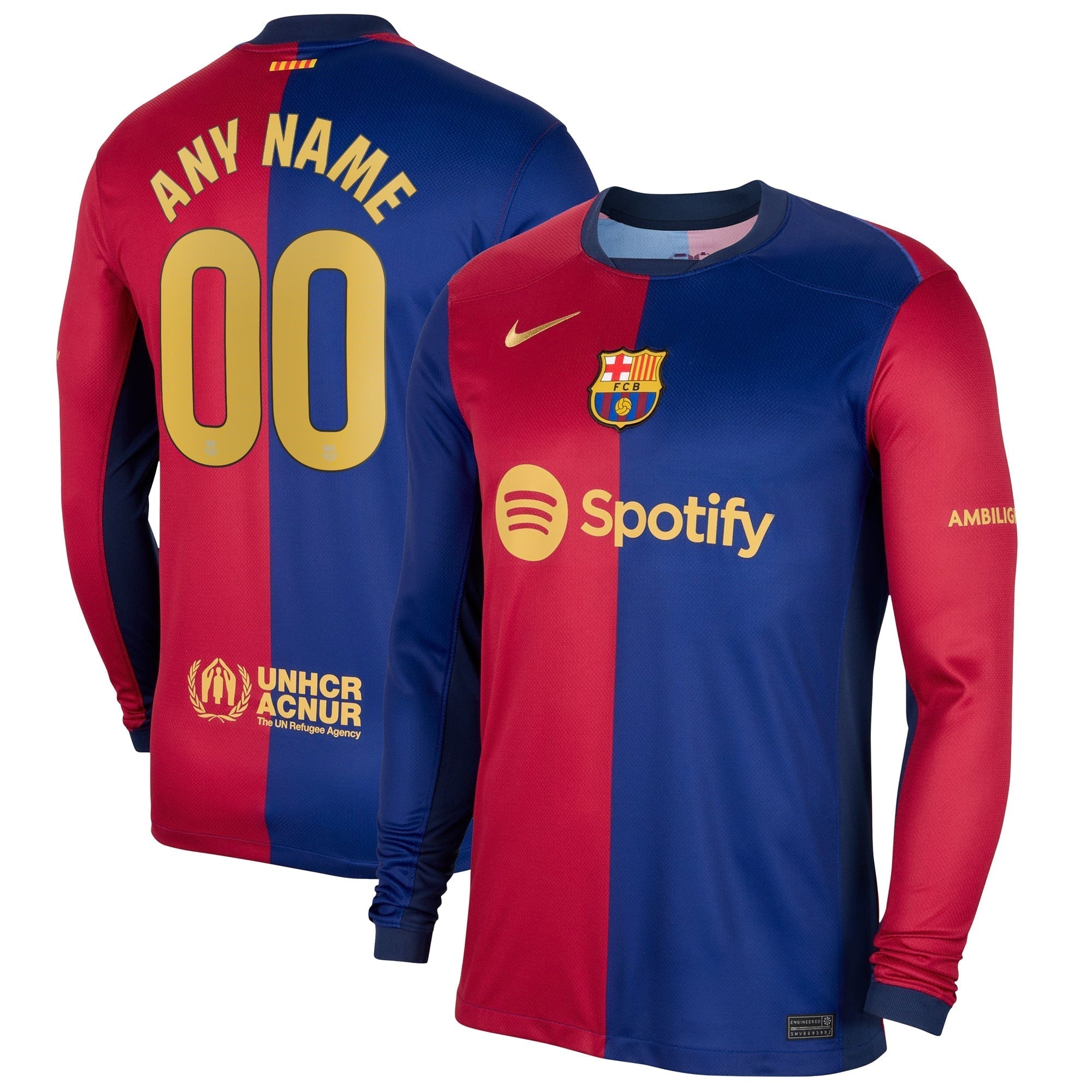 Barcelona 2024/25 Home Long Sleeve Custom Soccer Shirt - Royal