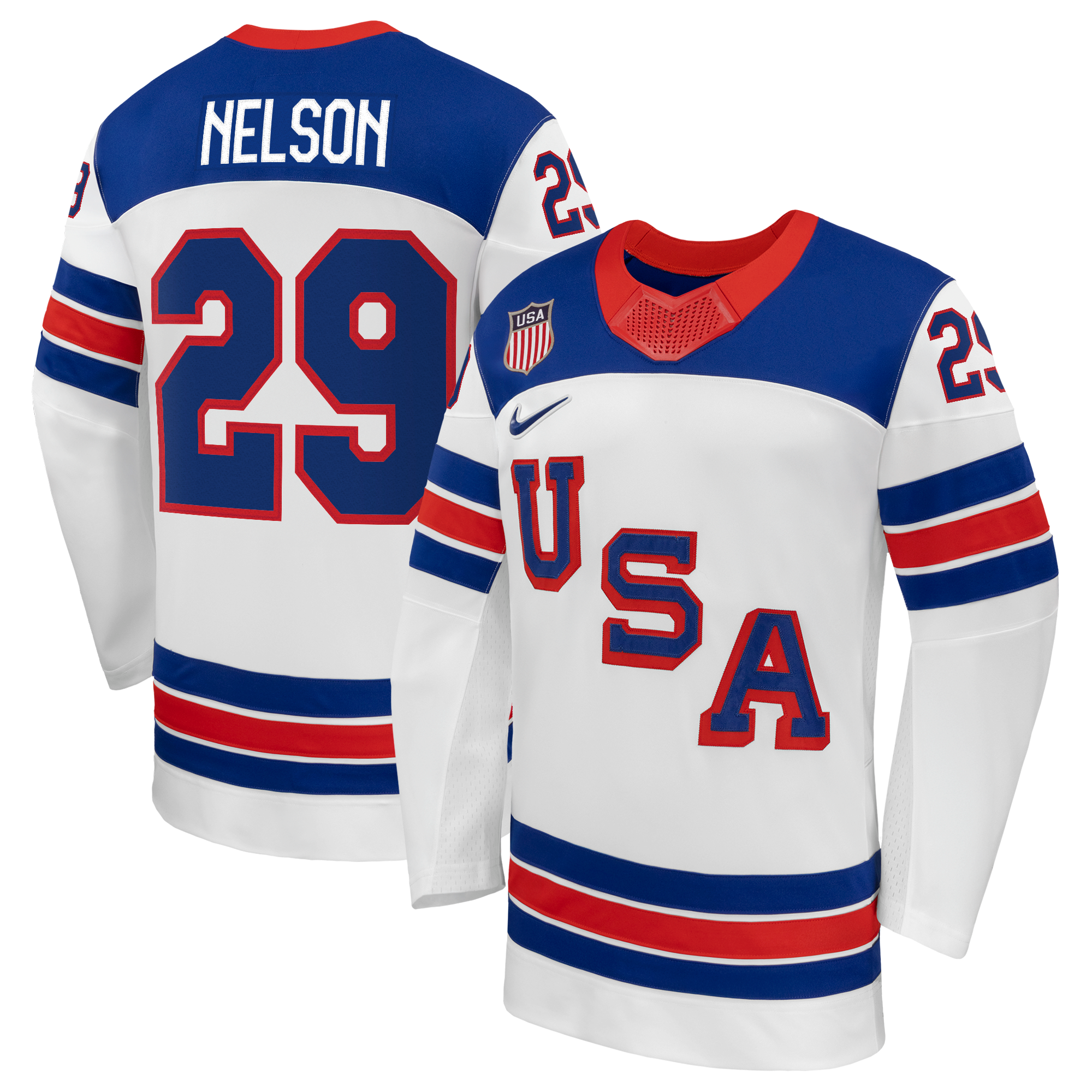 Brock Nelson #29 USA Hockey 2026 Away Jersey - Nike White