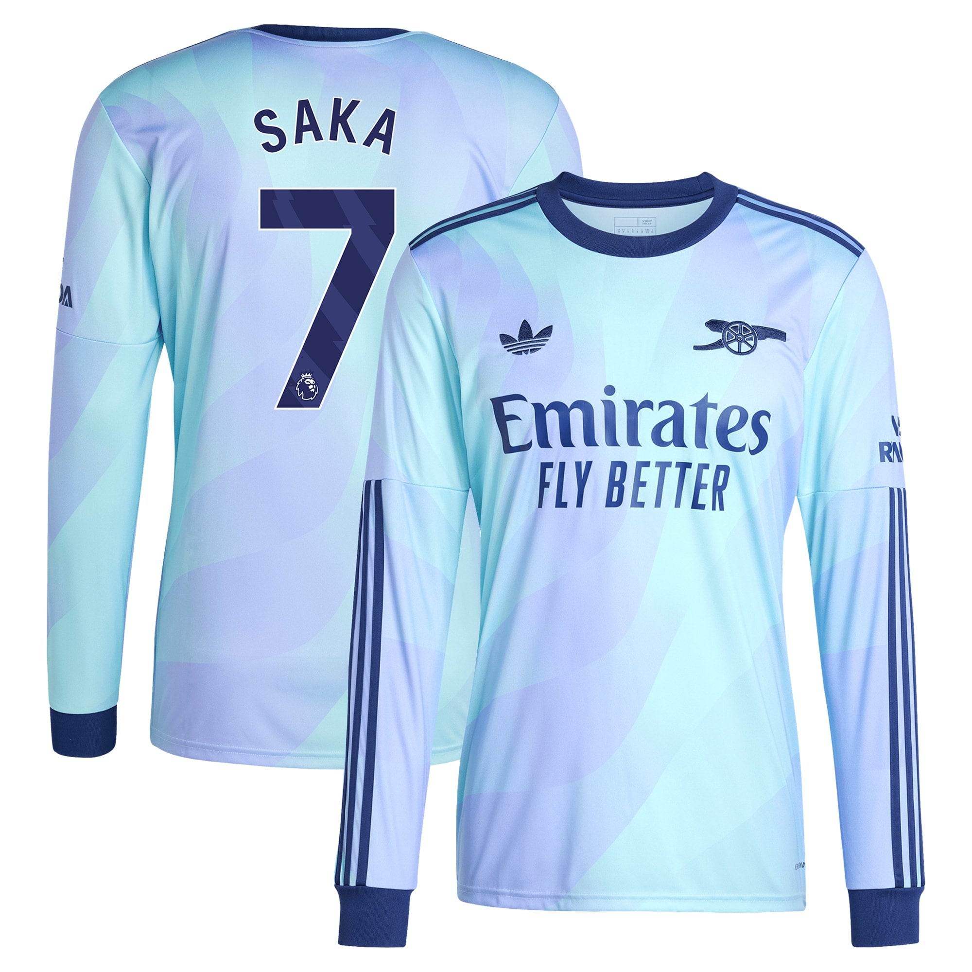 Bukayo Saka Arsenal 2024/25 Third Long Sleeve Player Soccer Shirt - Aqua