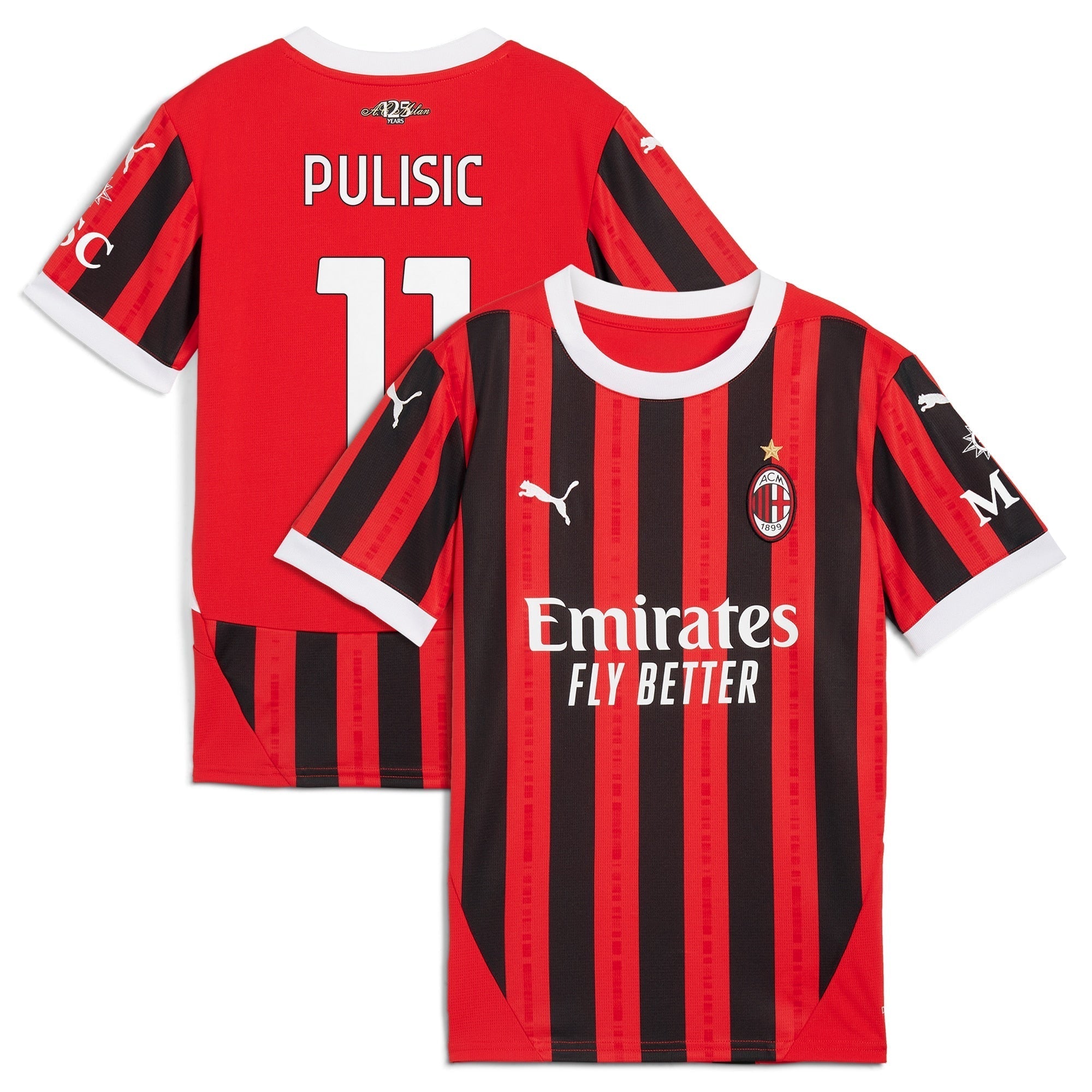 Christian Pulisic AC Milan 2024/25 Home Player Soccer Shirt - Red