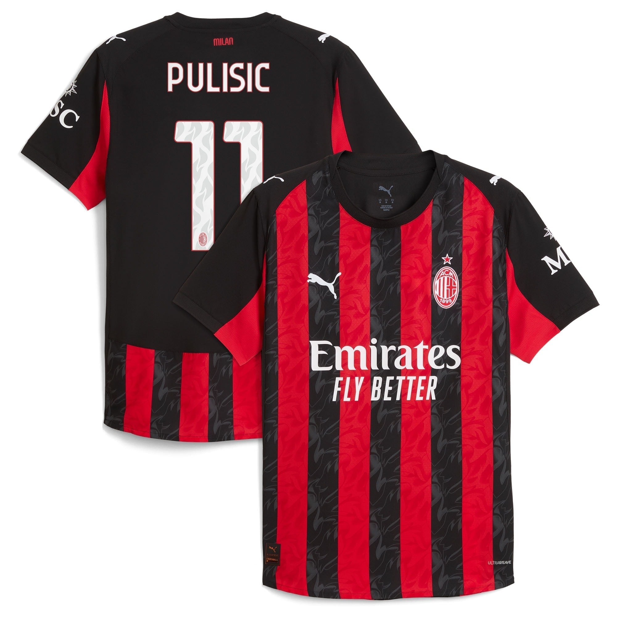 Christian Pulisic AC Milan 2025/26 Home Player Soccer Shirt - Red