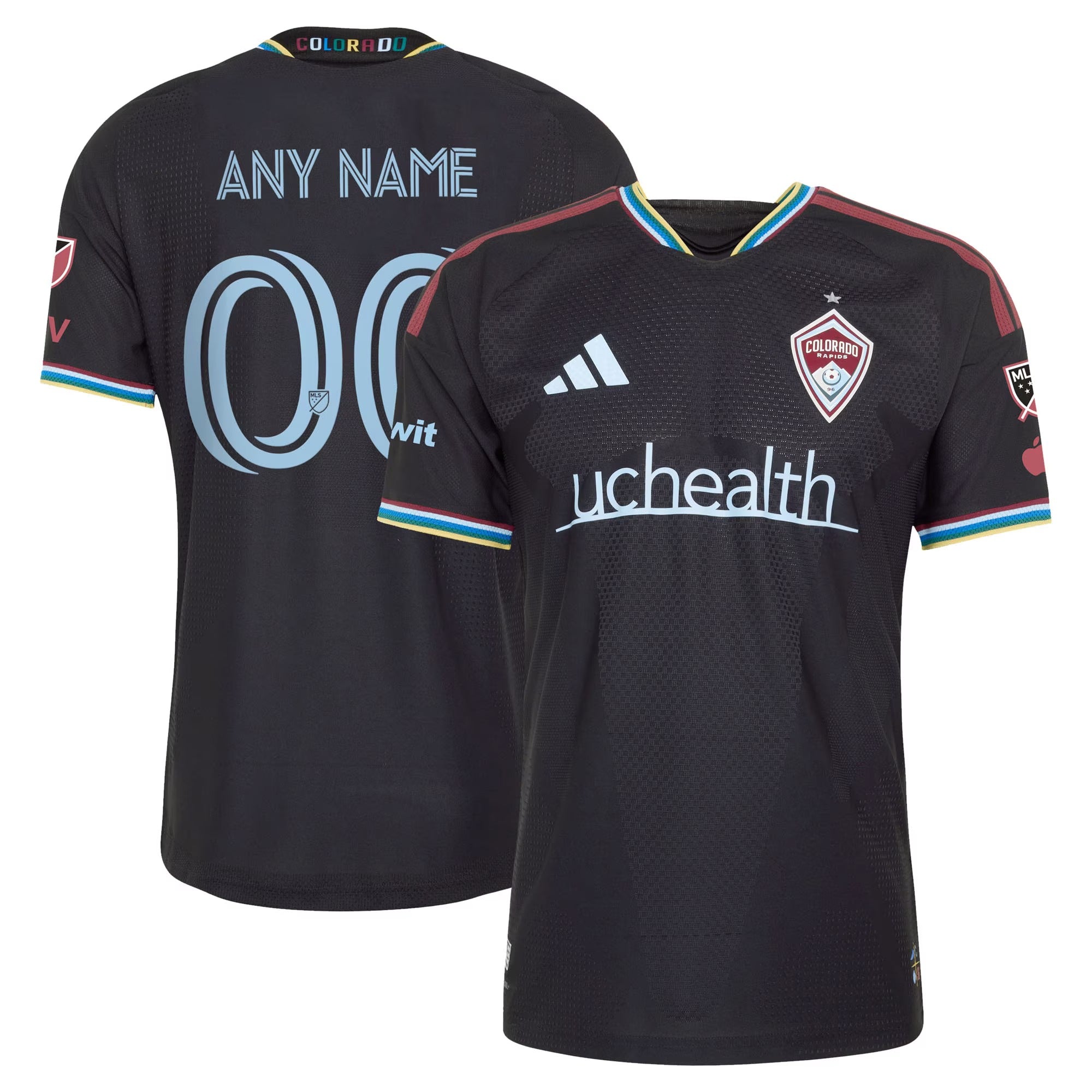 Colorado Rapids // adidas Official 2026 Colorful Colorado On-Field Patch Custom Jersey – Black