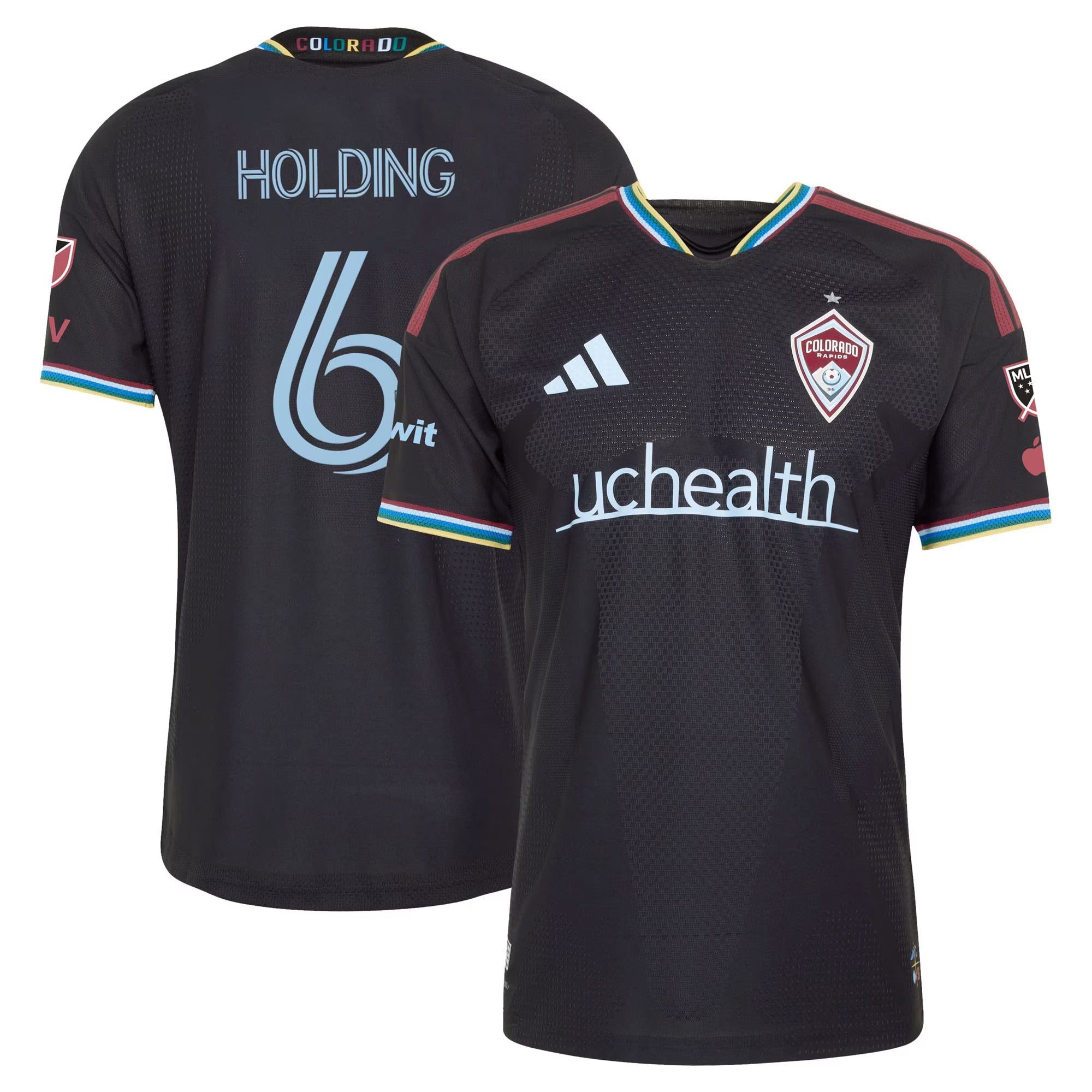 Colorado Rapids // adidas Rob Holding #6 Official 2026 Colorful Colorado On-Field Patch Jersey – Black