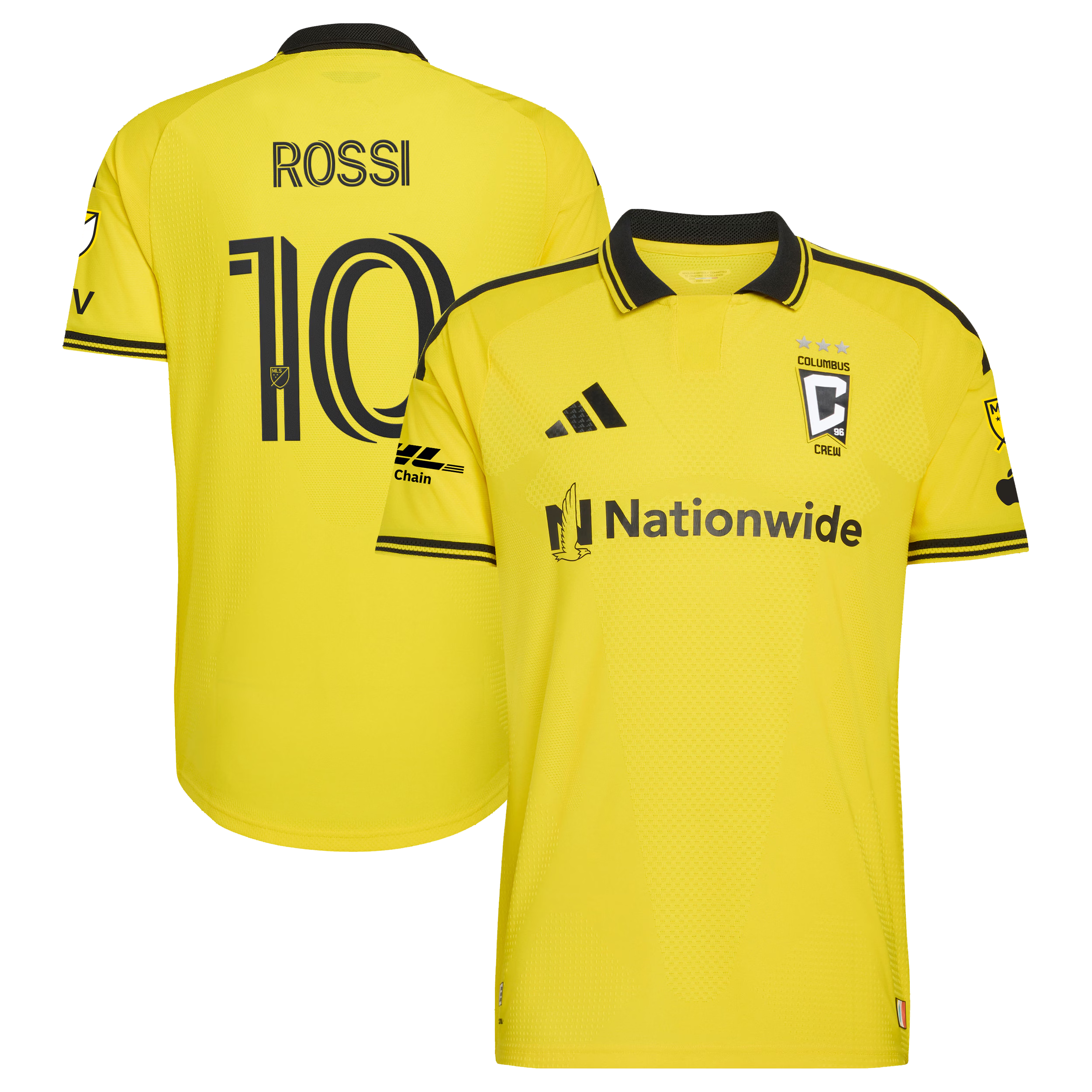 Columbus Crew // Diego Rossi #10 Official 2026 The Crafted for Excellence On-Field Patch Jersey – Yellow