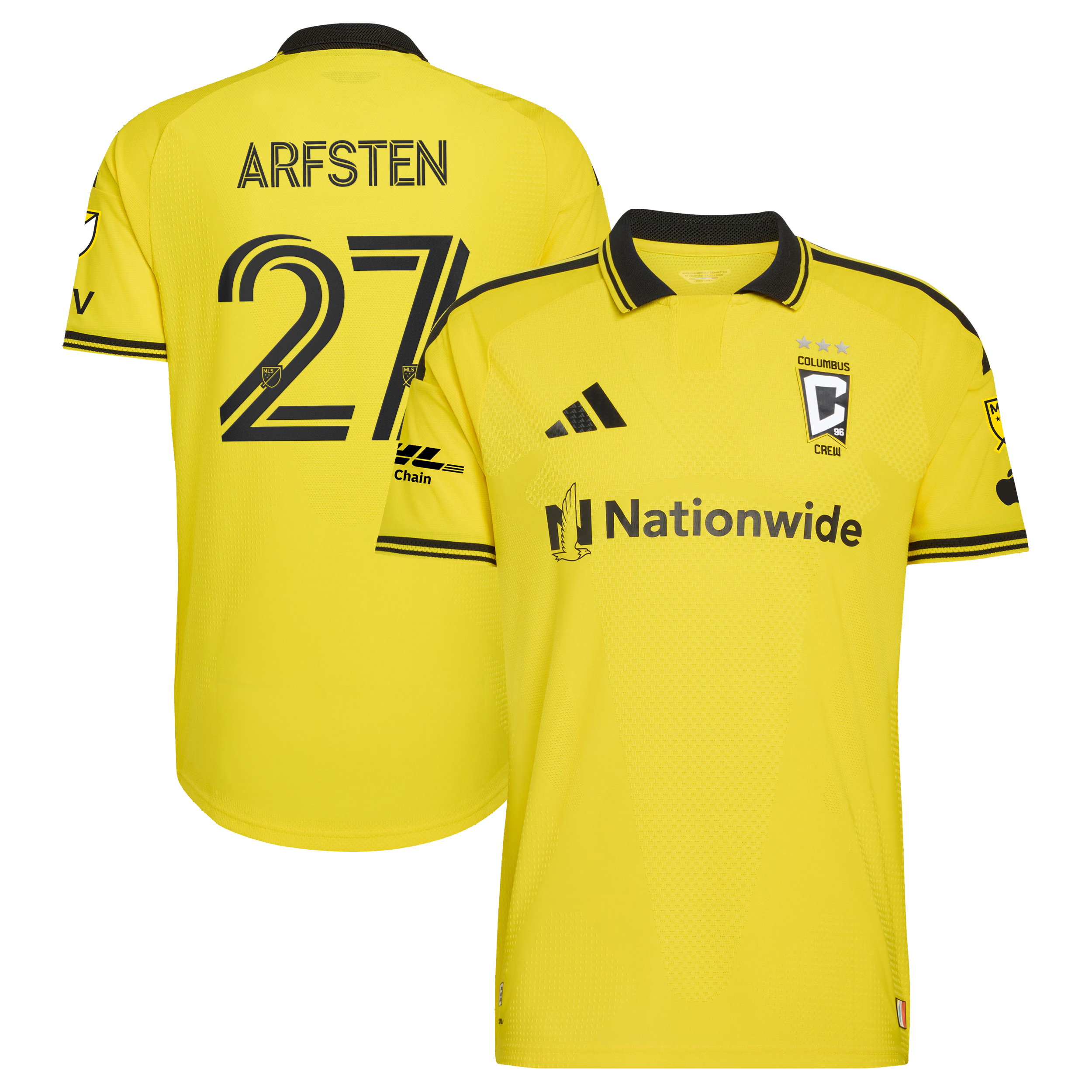 Columbus Crew // Maximilian Arfsten #27 Official 2026 The Crafted for Excellence On-Field Patch Jersey – Yellow