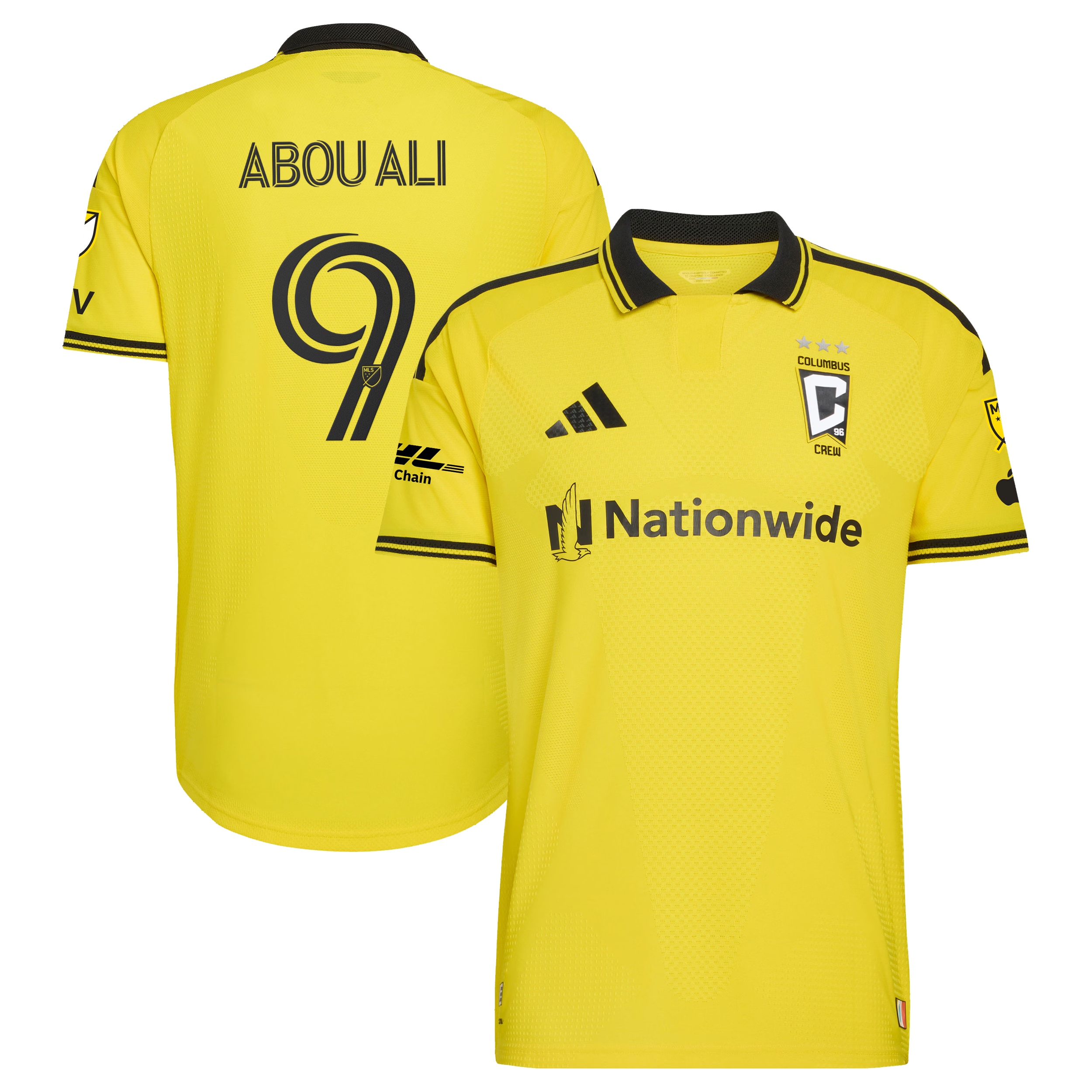 Columbus Crew // Wessam Abou Ali #9 Official 2026 The Crafted for Excellence On-Field Patch Jersey – Yellow