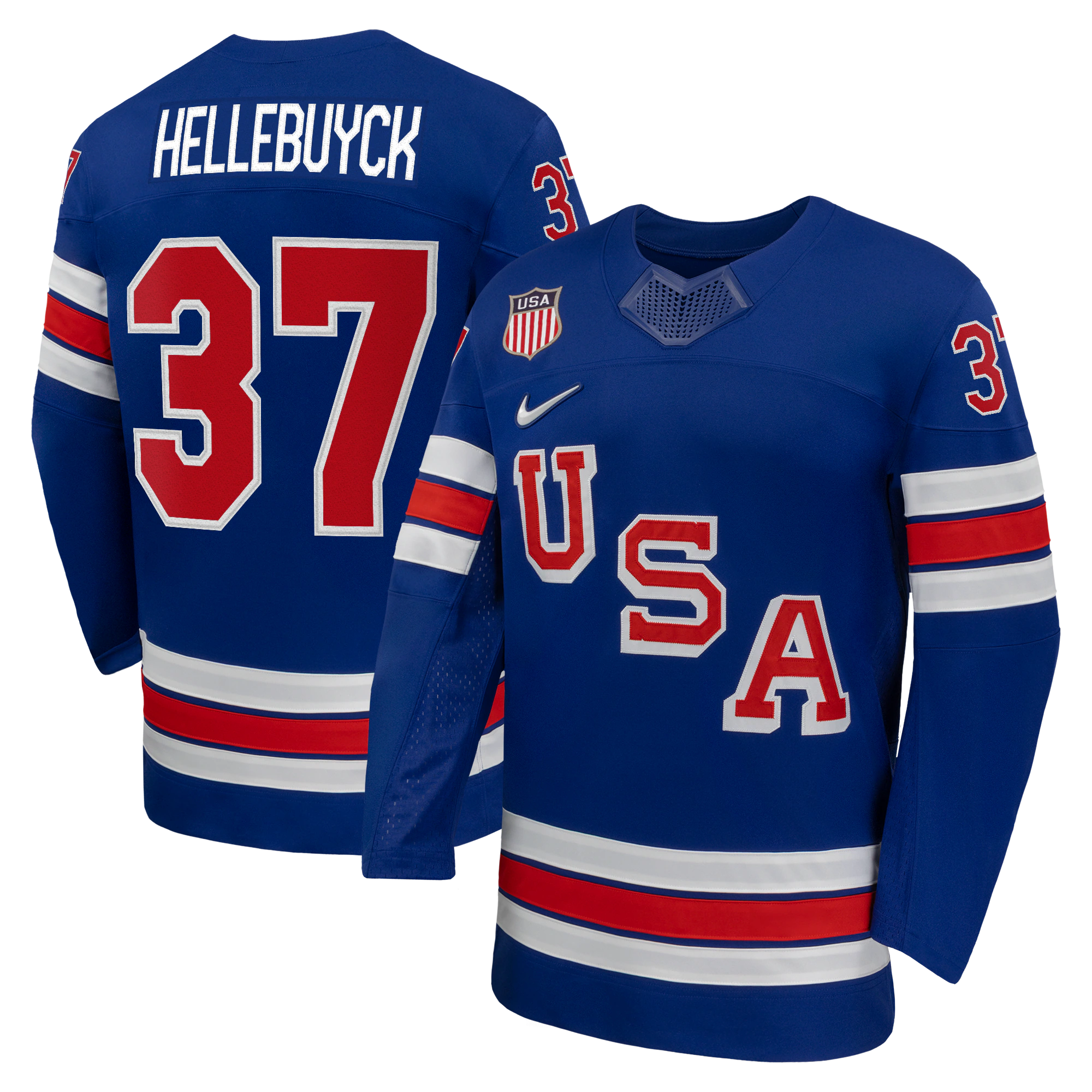 Connor Hellebuyck #37 USA Hockey 2026 Home Jersey - Nike Royal