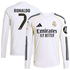 Cristiano Ronaldo 7 Real Madrid 2025/26 Home Long Sleeve Soccer Shirt - White